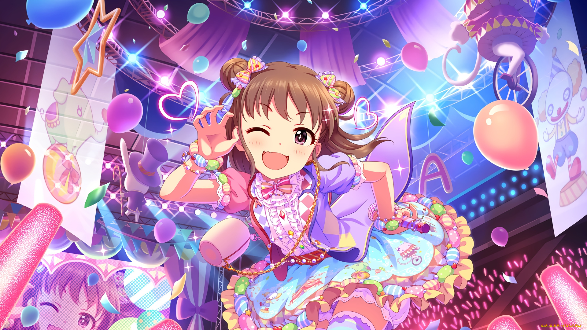 аниме, idolm@ster, взгляд, девушка, фон