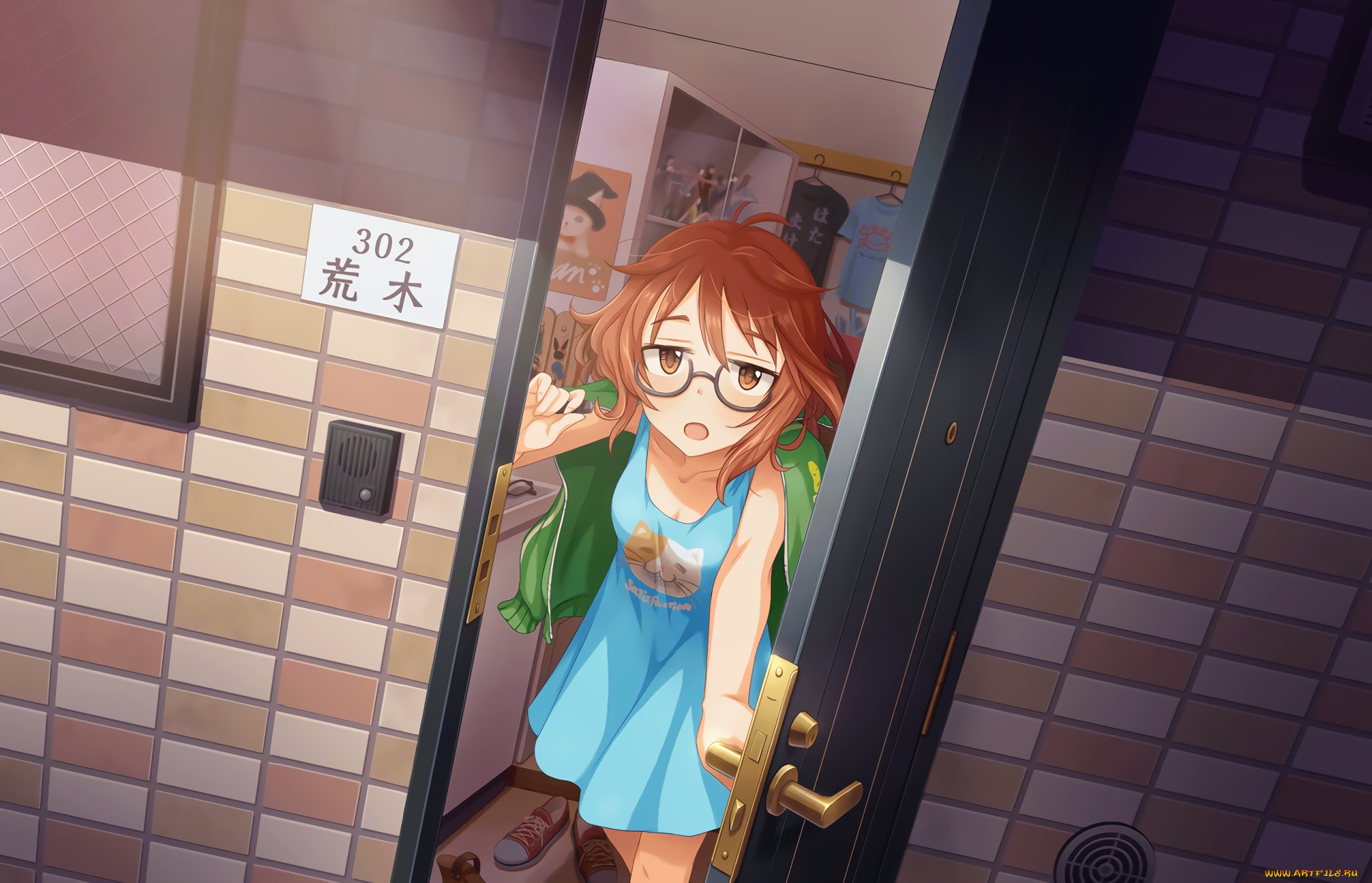 аниме, idolm@ster, девушка, взгляд, фон