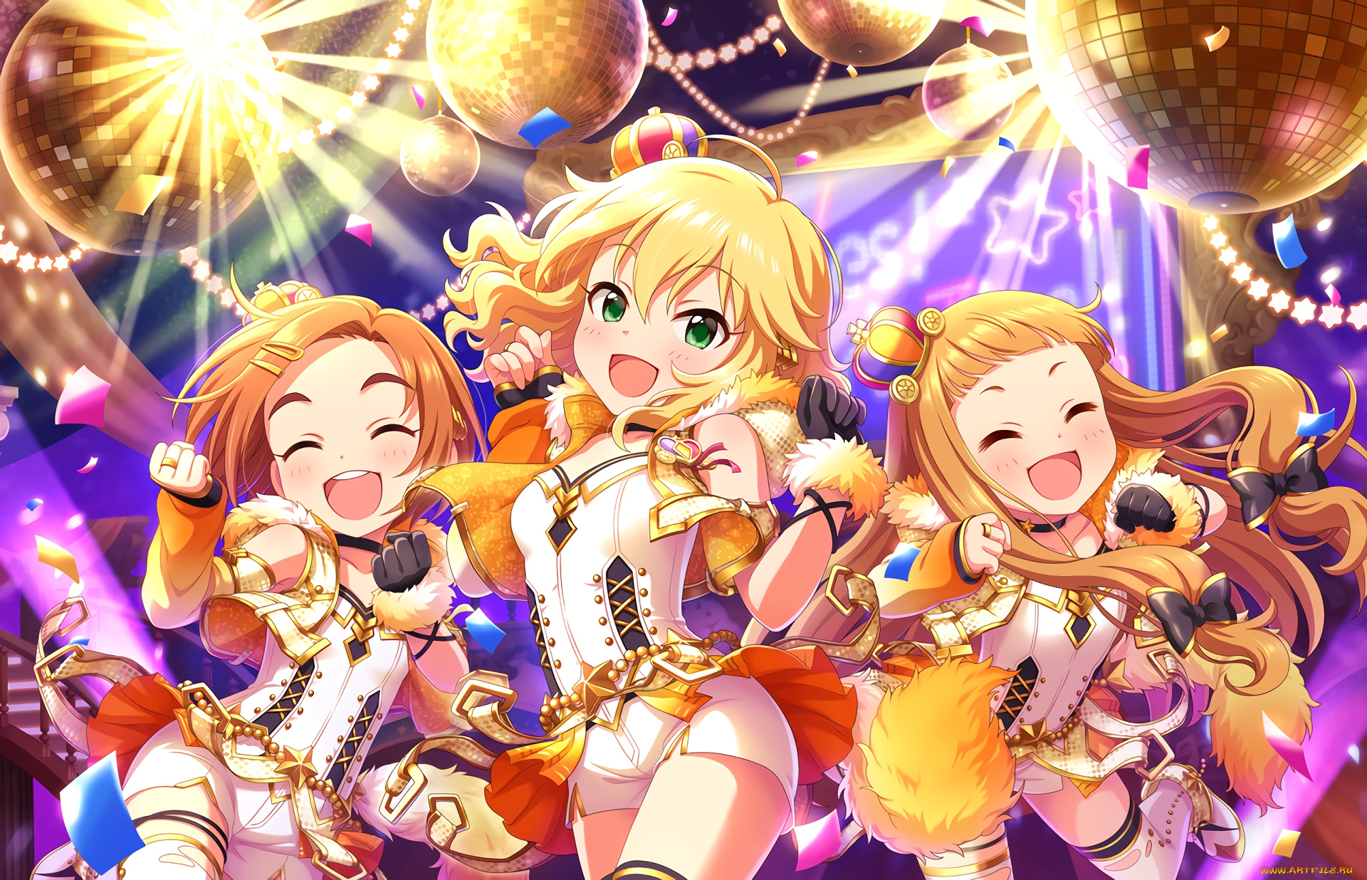 аниме, idolm@ster, фон, девушки, взгляд