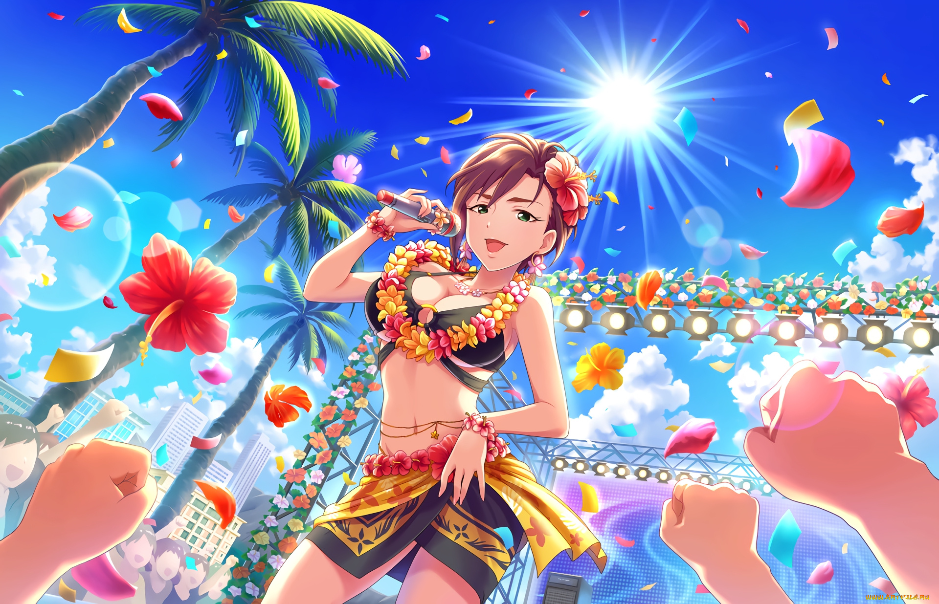 аниме, idolm@ster, фон, взгляд, девушка