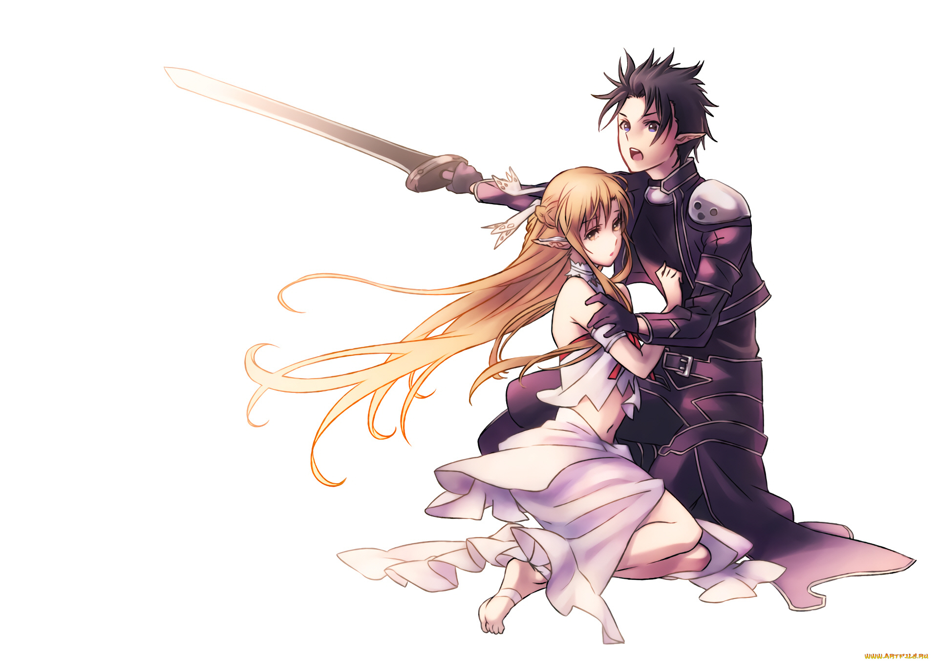 аниме, sword, art, online, пара