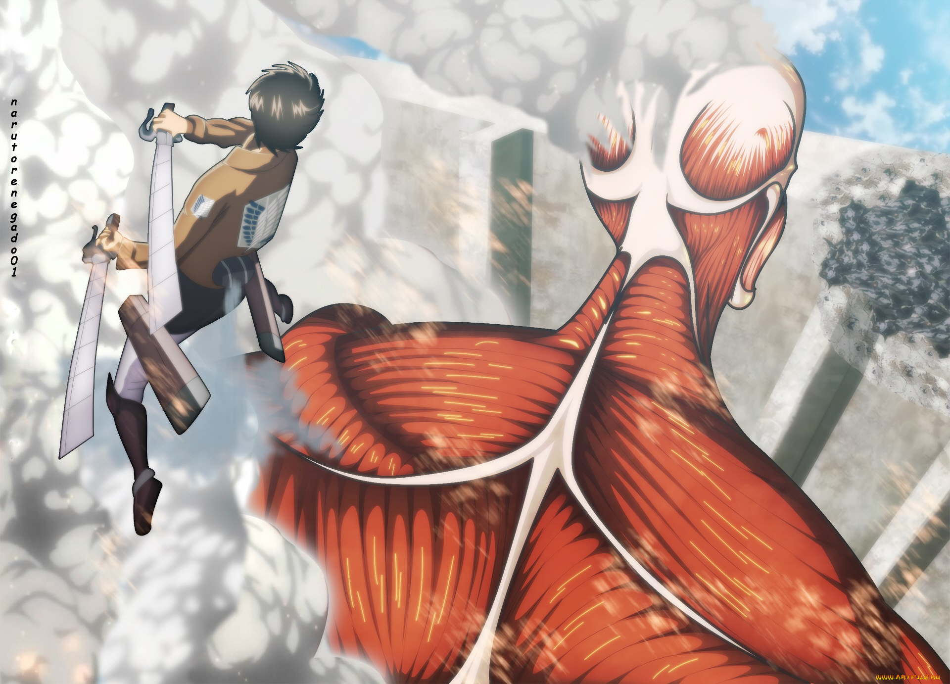 аниме, shingeki, no, kyojin, атака, титанов