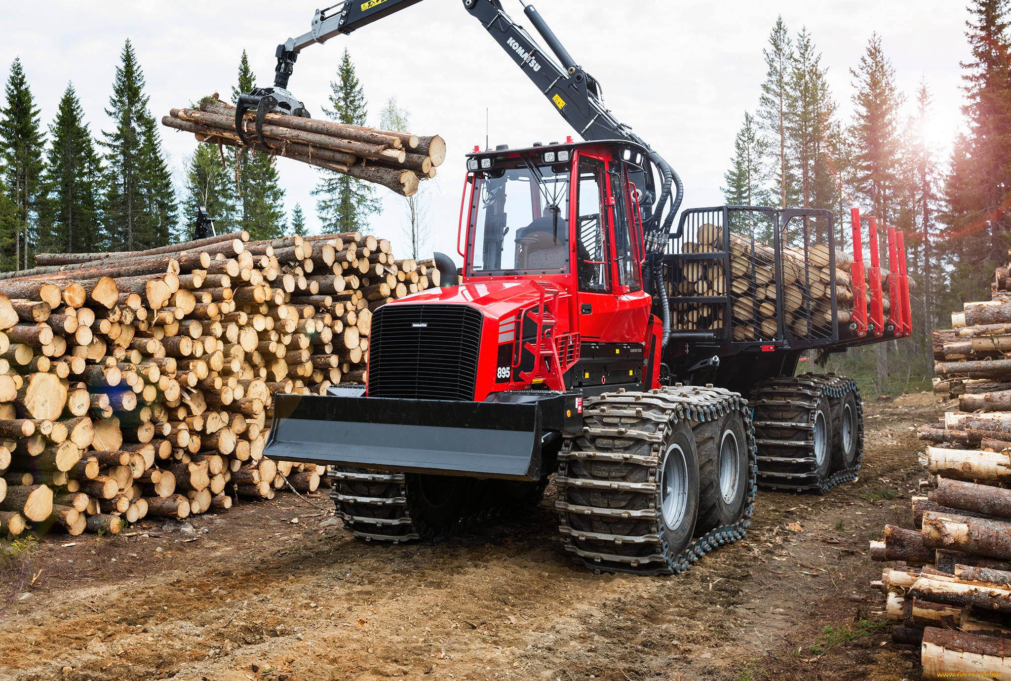 техника, лесоповалочная, техника, komatsu