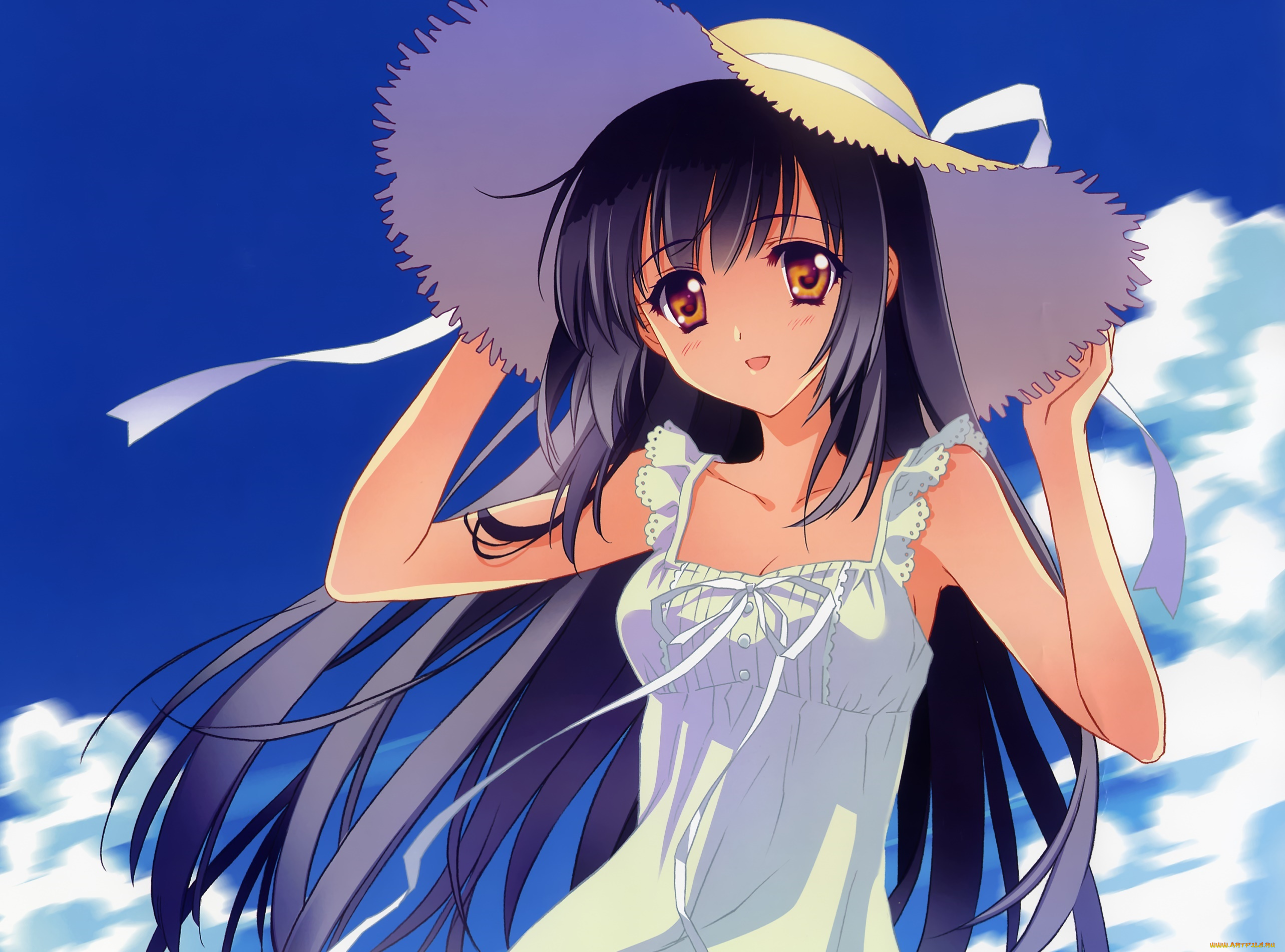 аниме, unknown, , другое, девушка, взгляд, фон