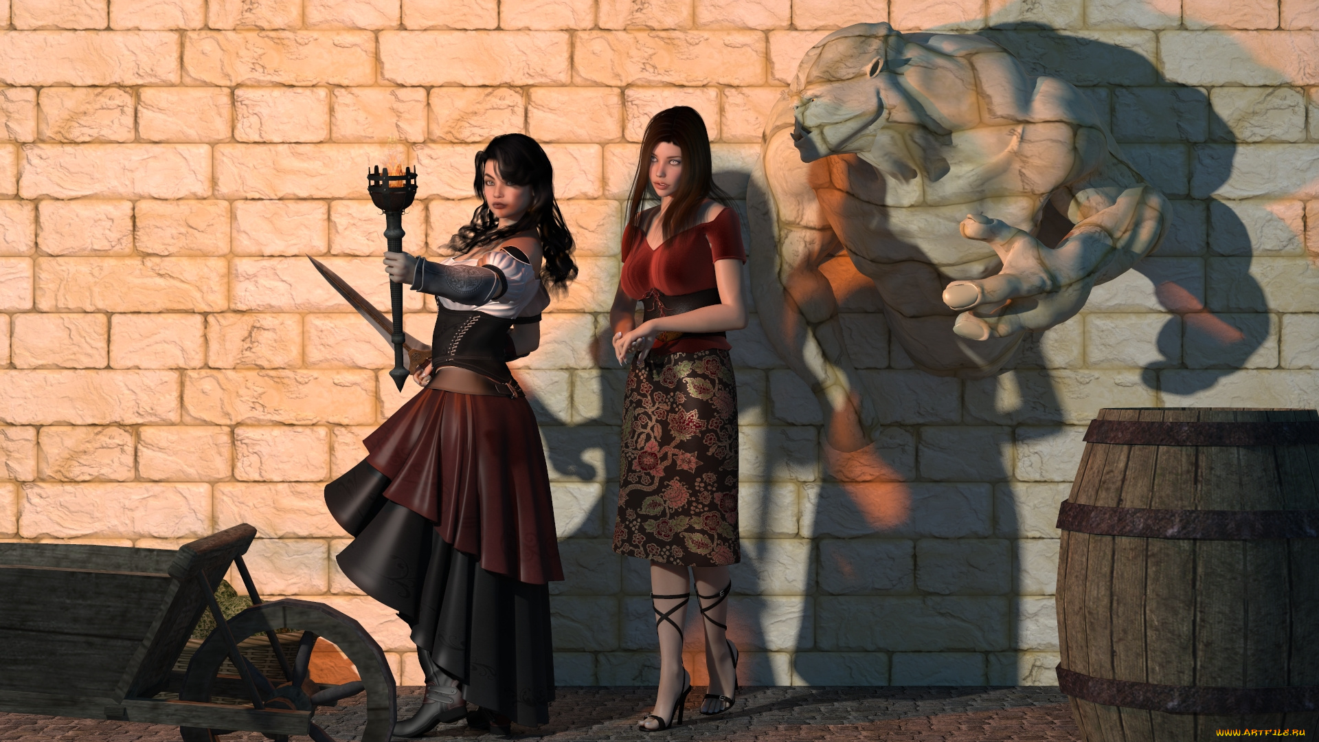 3д, графика, фантазия, , fantasy, фон, взгляд, девушки