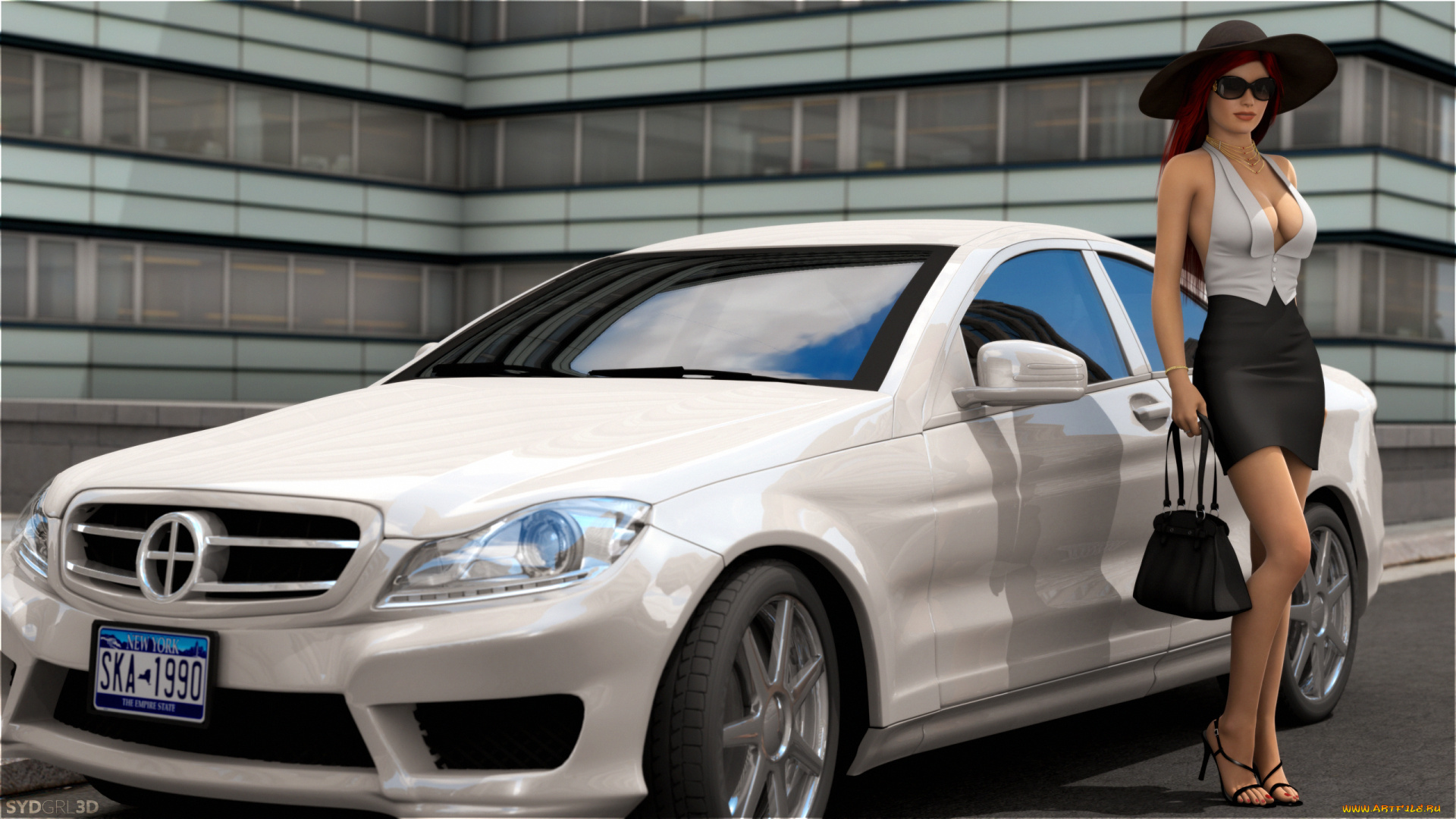 3д, графика, люди-авто, мото, , people-, car, , , moto, автомобиль, фон, взгляд, девушка