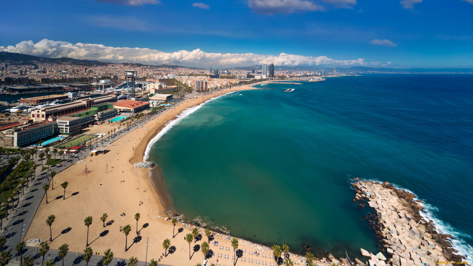 barcelona, beach, and, barcelona, city, города, барселона, , испания, простор