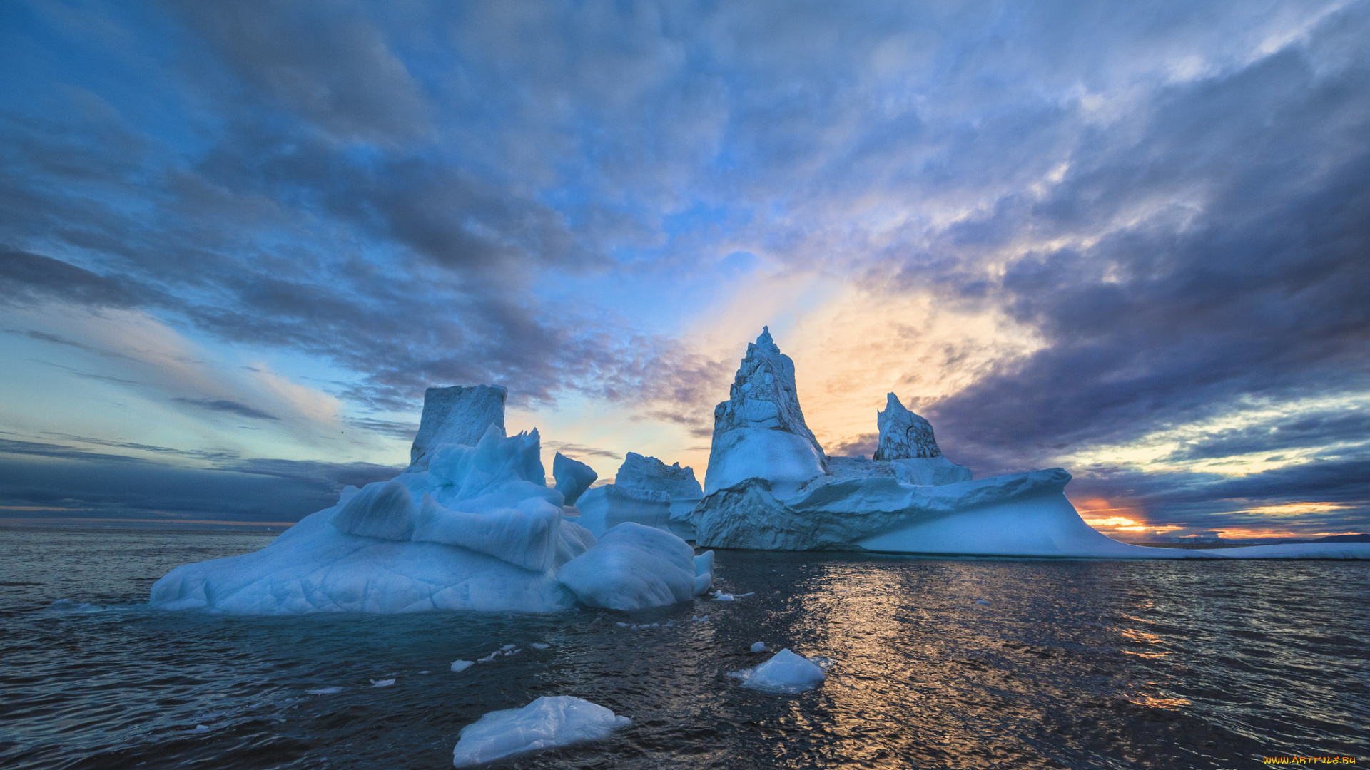 природа, айсберги, и, ледники, простор