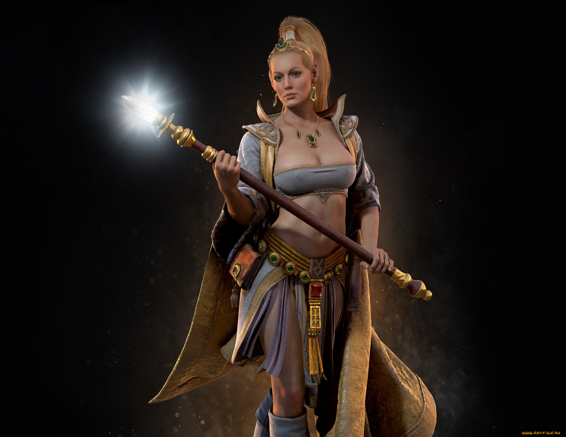 3д, графика, фантазия, , fantasy, женщина, посох, everquest