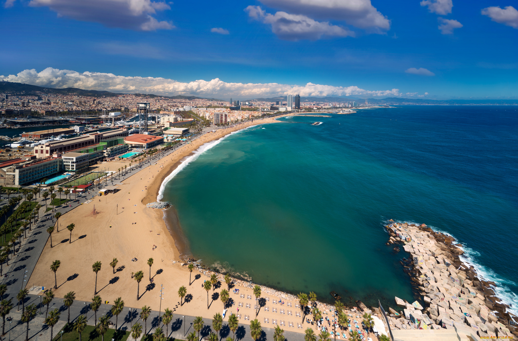 barcelona, beach, and, barcelona, city, города, барселона, , испания, простор