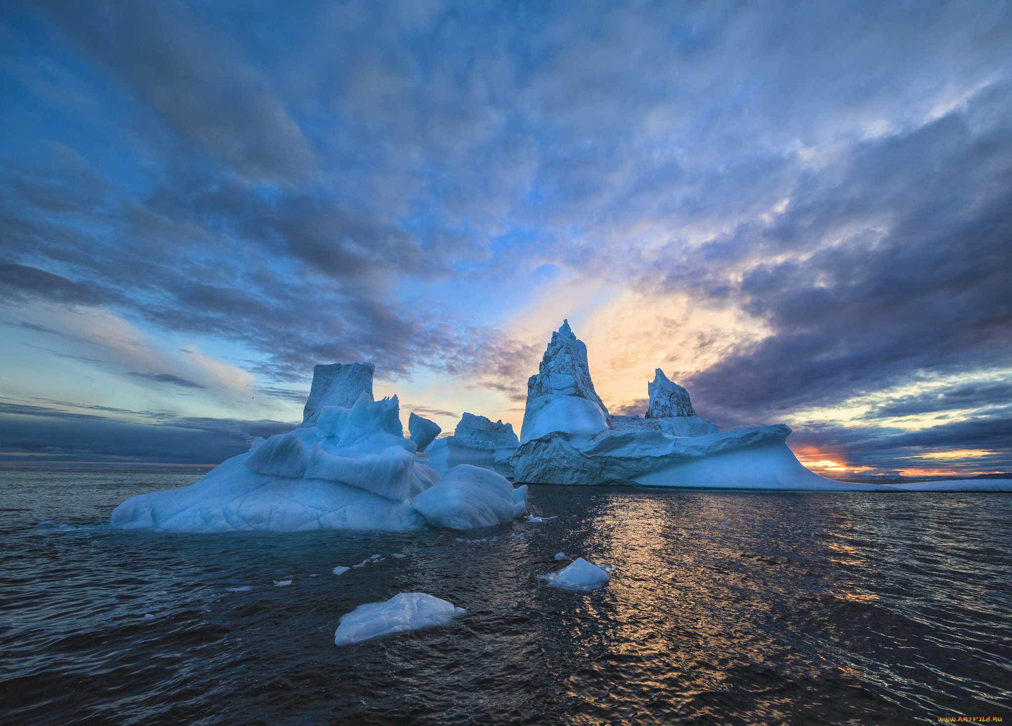 природа, айсберги, и, ледники, простор