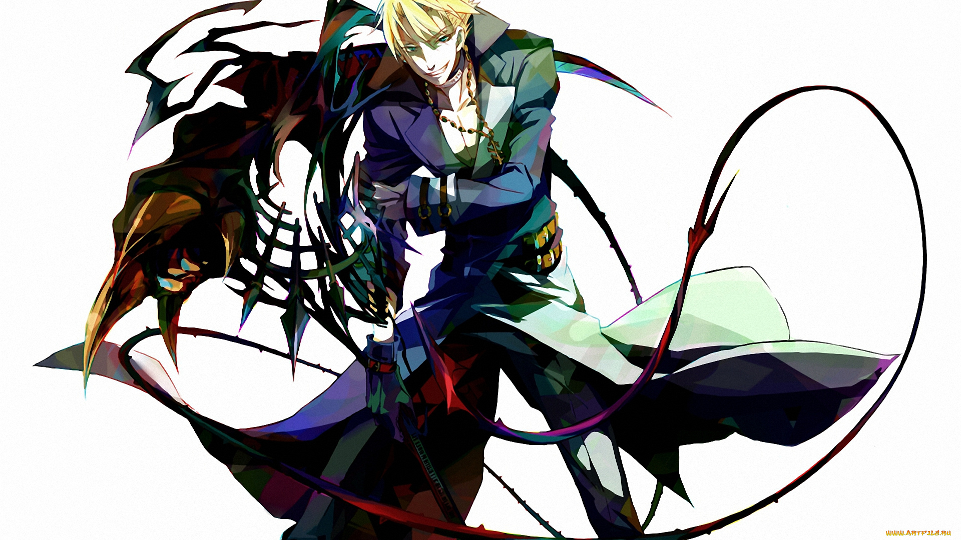 аниме, 07, ghost, коса, скелет, zehel, парень