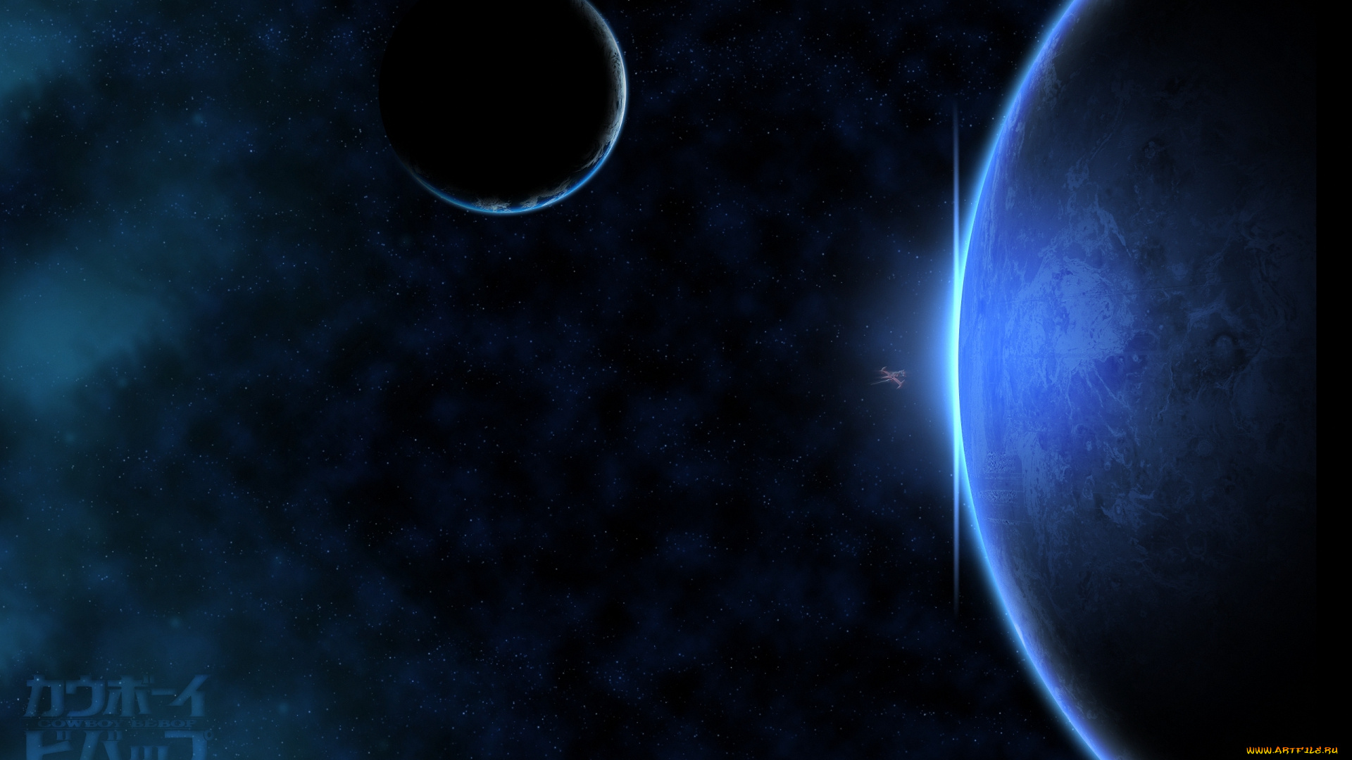 аниме, cowboy, bebop, космос, земля, звезды, swordfish, корабль