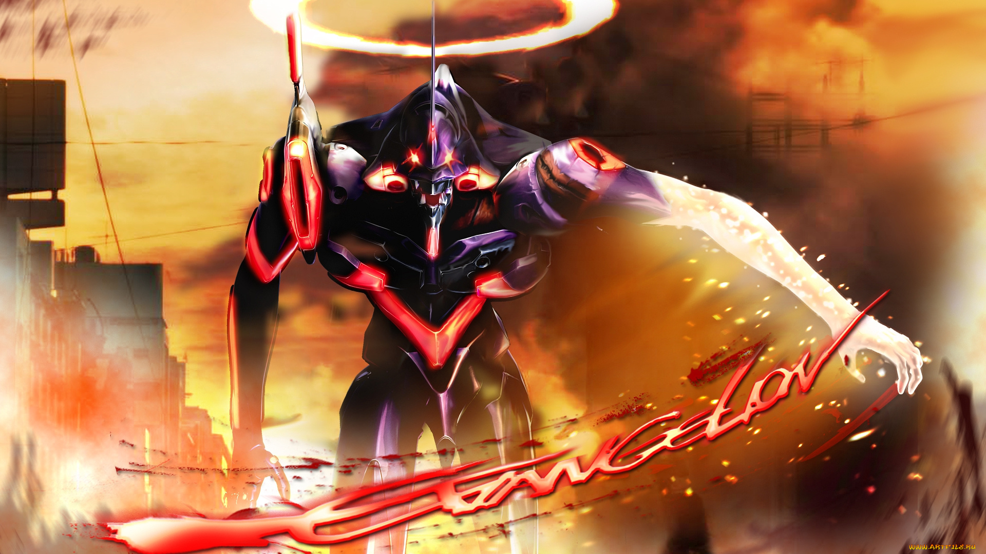 аниме, evangelion, монстр, робот, меха, eva