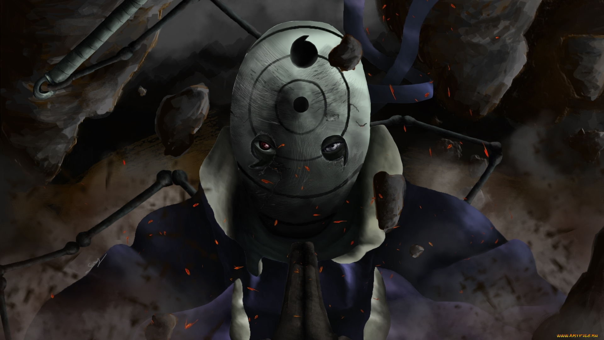 аниме, naruto, камни, маска, обито, учиха