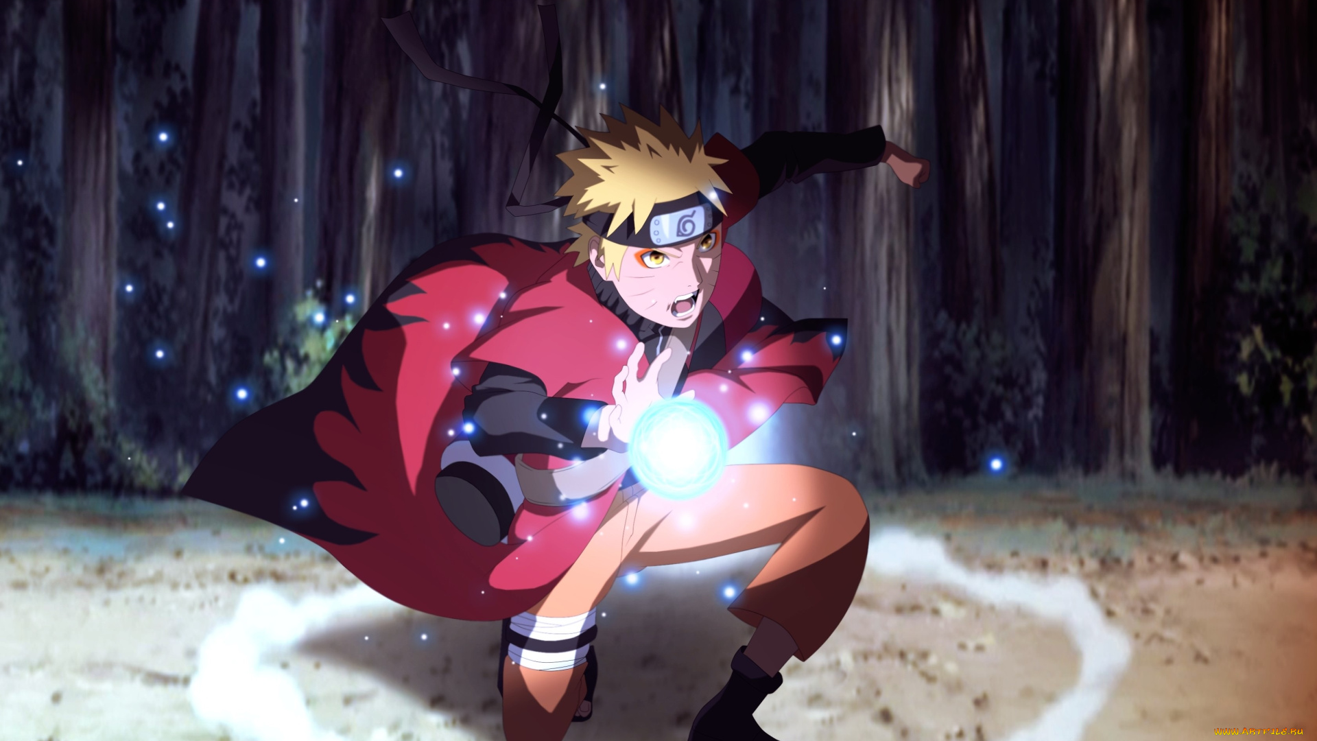 аниме, naruto, лес, узумаки, наруто