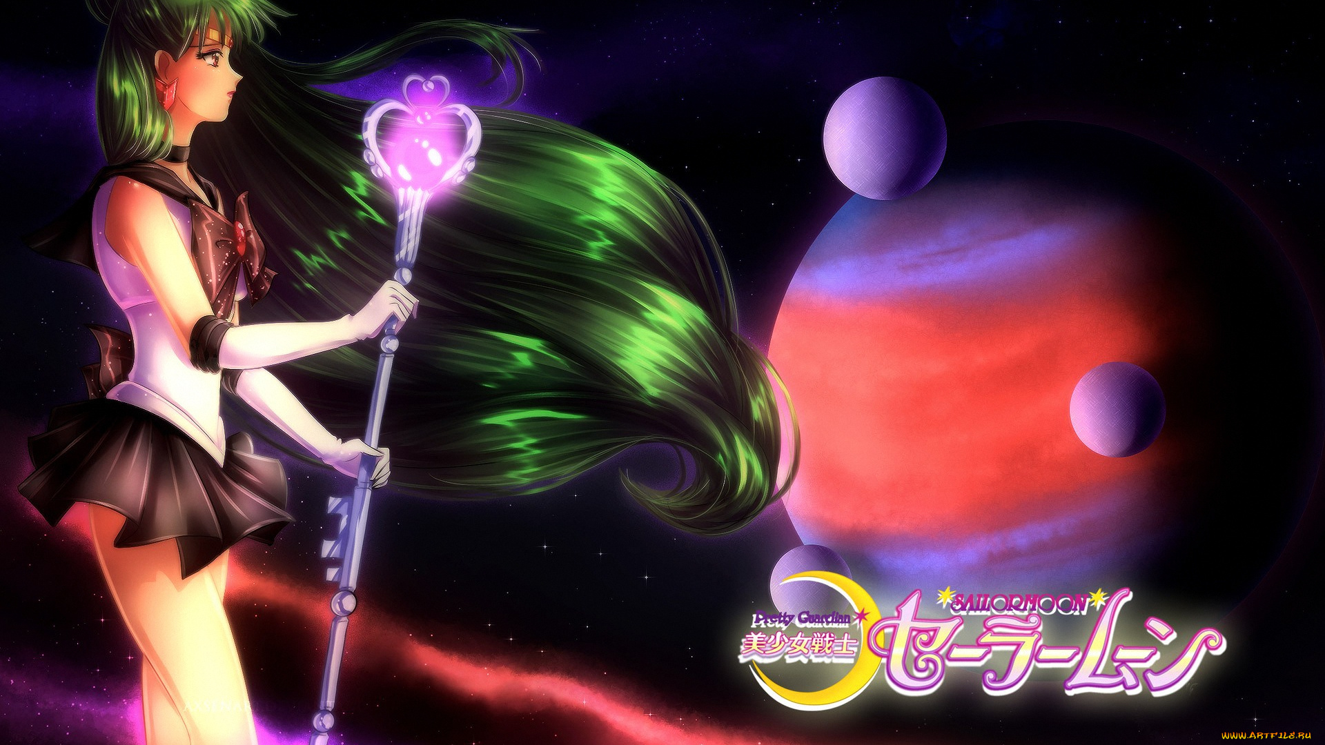 аниме, sailor, moon, посох, девушка, воин, pluto