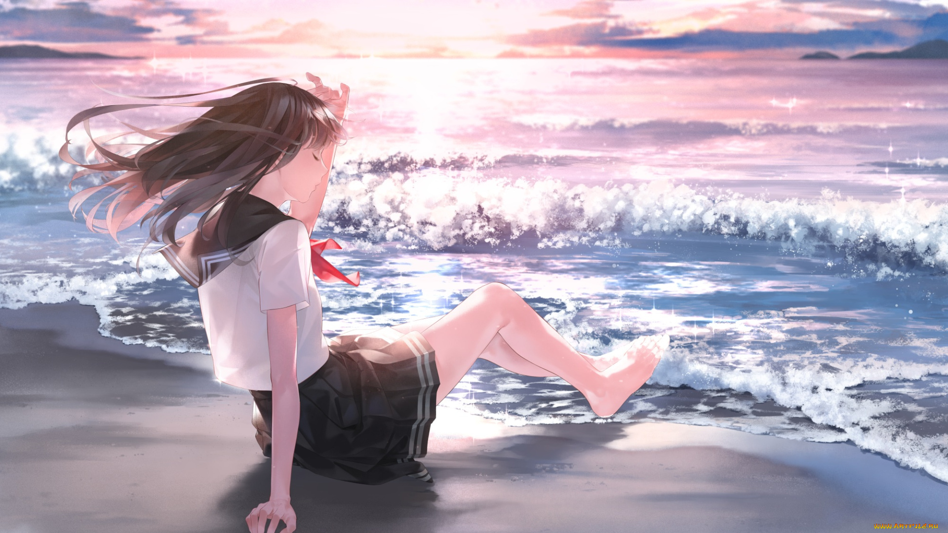 аниме, unknown, , другое, , фон, взгляд, девушка