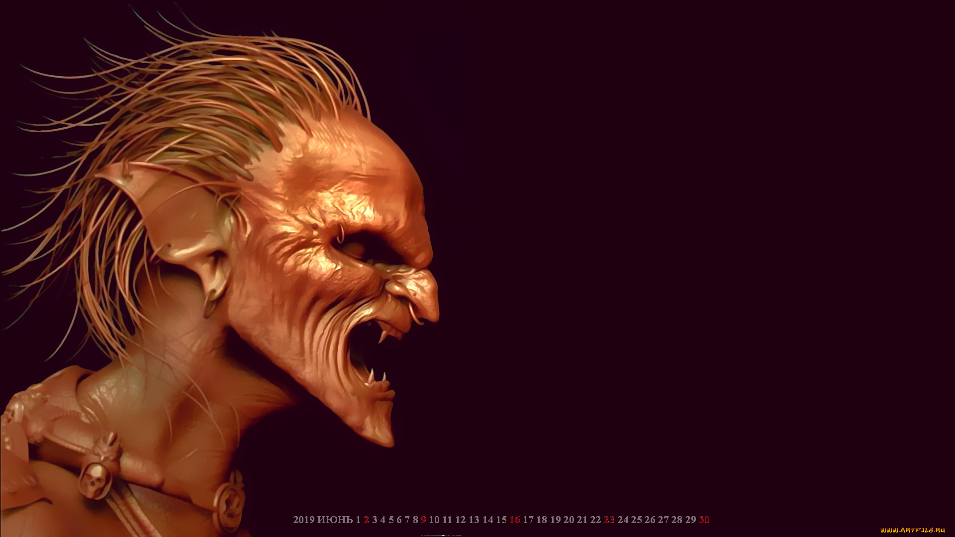 календари, фэнтези, 2019, calendar, профиль, монстр, существо