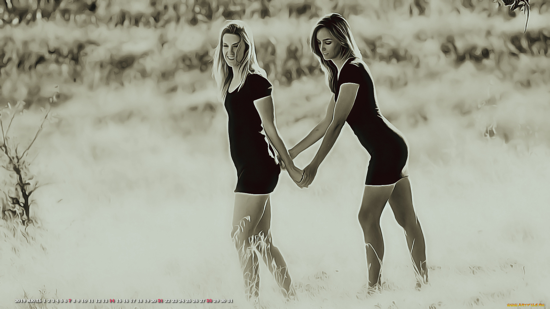 календари, компьютерный, дизайн, 2019, calendar, растение, женщина, улыбка, двое, девушка, природа