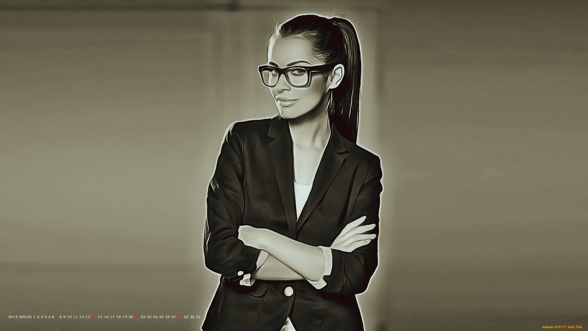 календари, компьютерный, дизайн, 2019, девушка, очки, взгляд, женщина, calendar