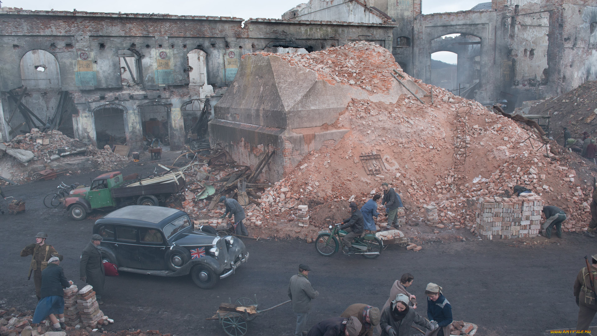 кино, фильмы, the, aftermath, машина, люди, развалины, город