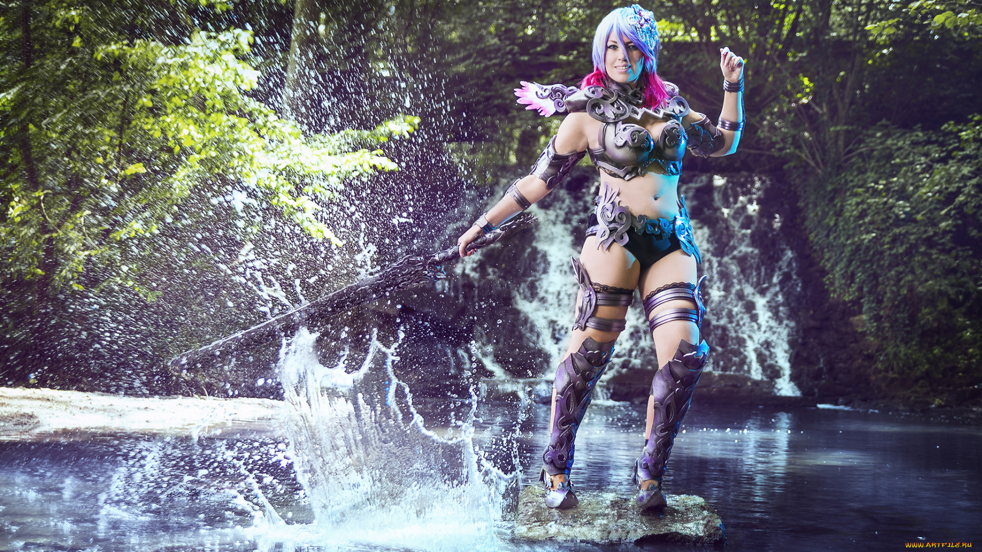 разное, cosplay, , косплей, улыбка, меч, униформа, взгляд, фон, девушка