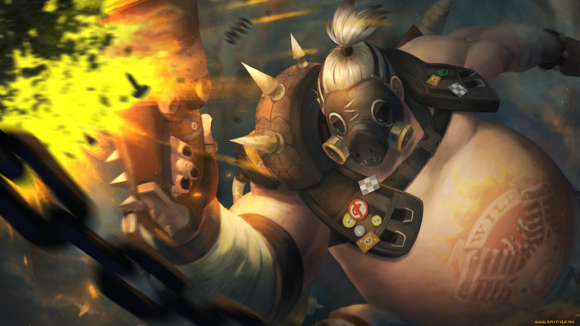 видео, игры, overwatch, цепь, тату, маска, существо