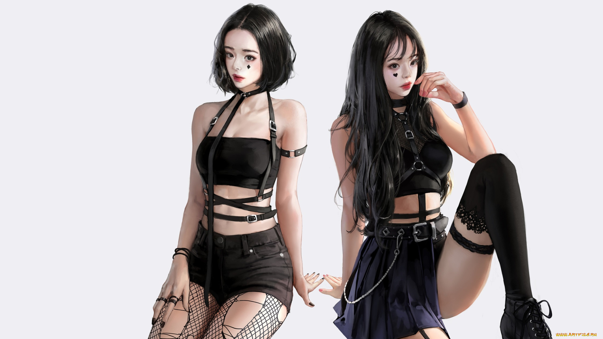 won, han, рисованное, люди, twin, girls