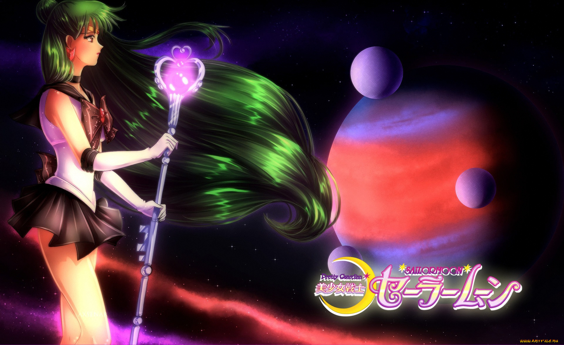аниме, sailor, moon, посох, девушка, воин, pluto
