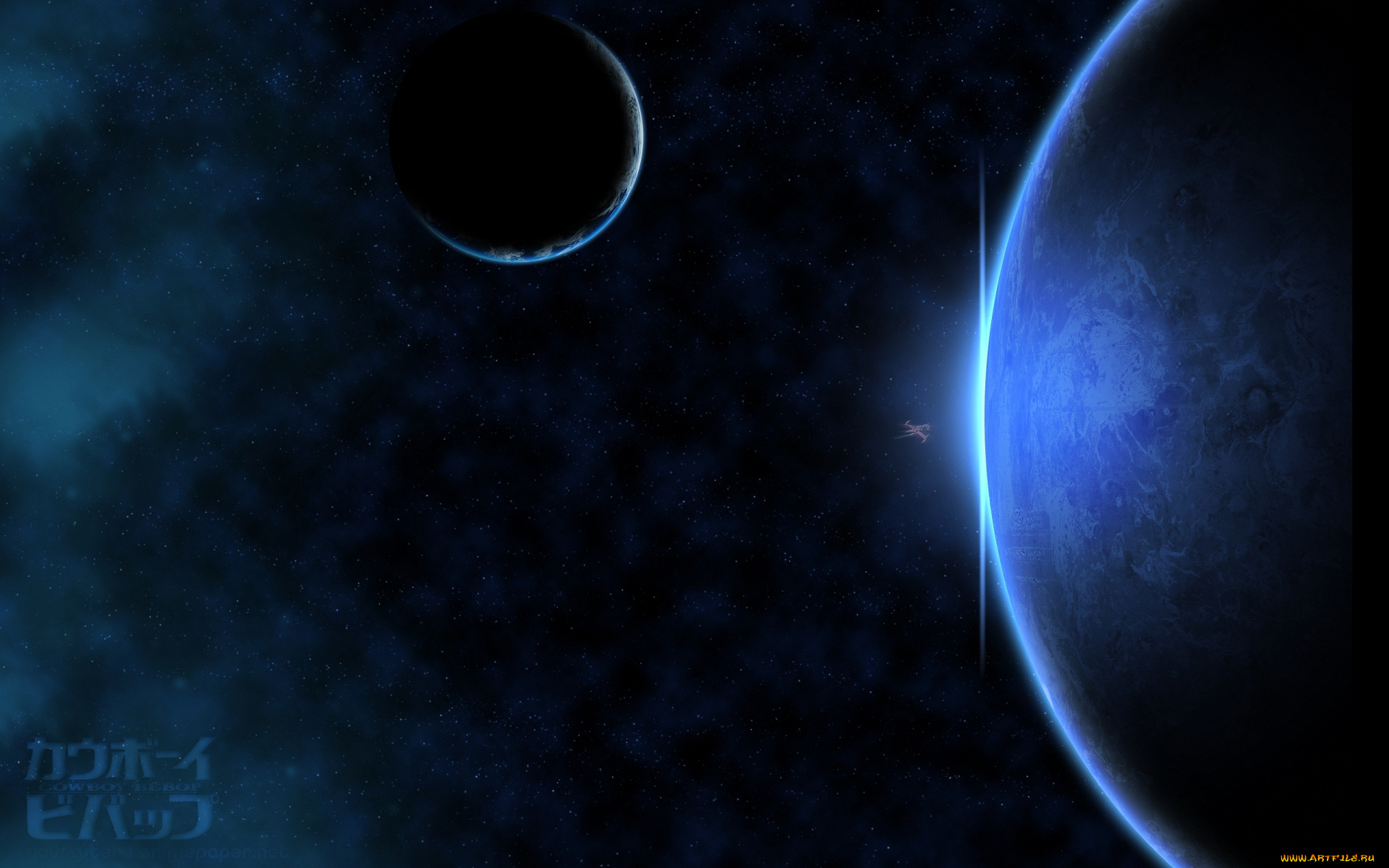 аниме, cowboy, bebop, космос, земля, звезды, swordfish, корабль