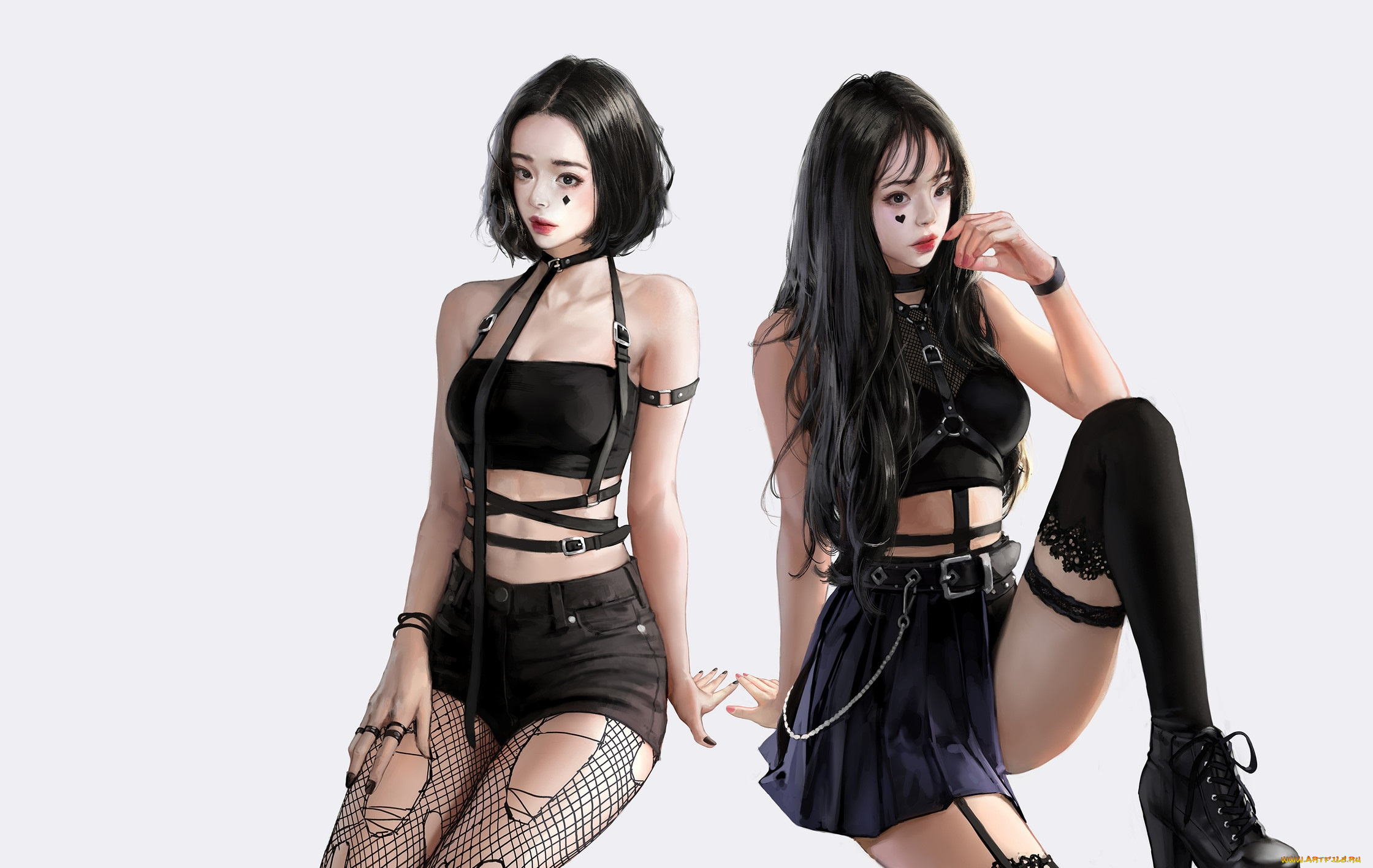 won, han, рисованное, люди, twin, girls