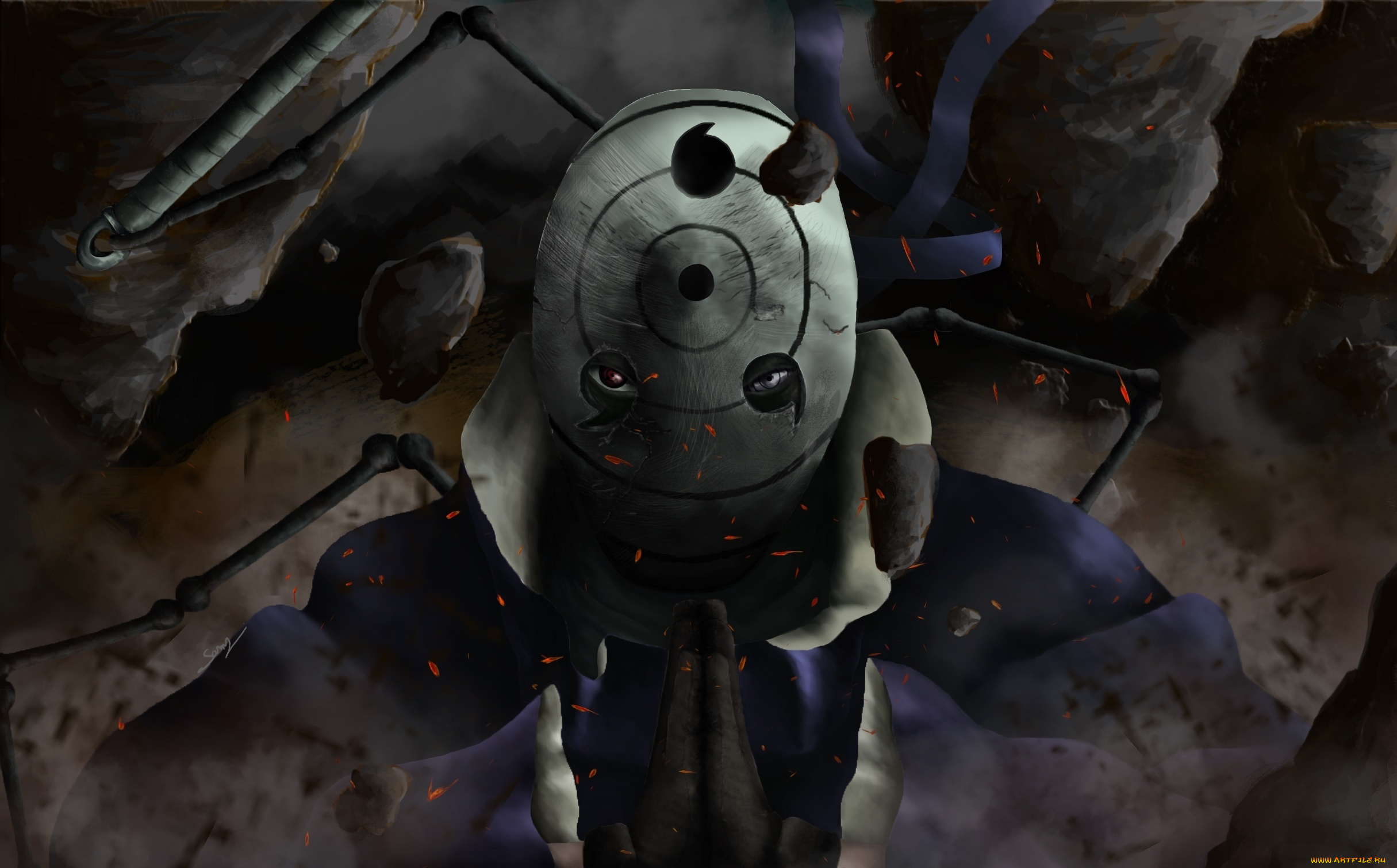 аниме, naruto, камни, маска, обито, учиха