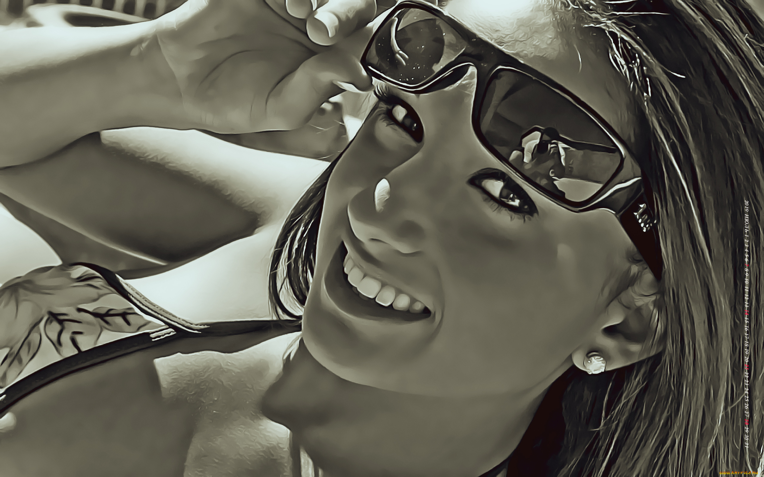 календари, компьютерный, дизайн, 2019, calendar, женщина, лицо, взгляд, улыбка, очки, девушка