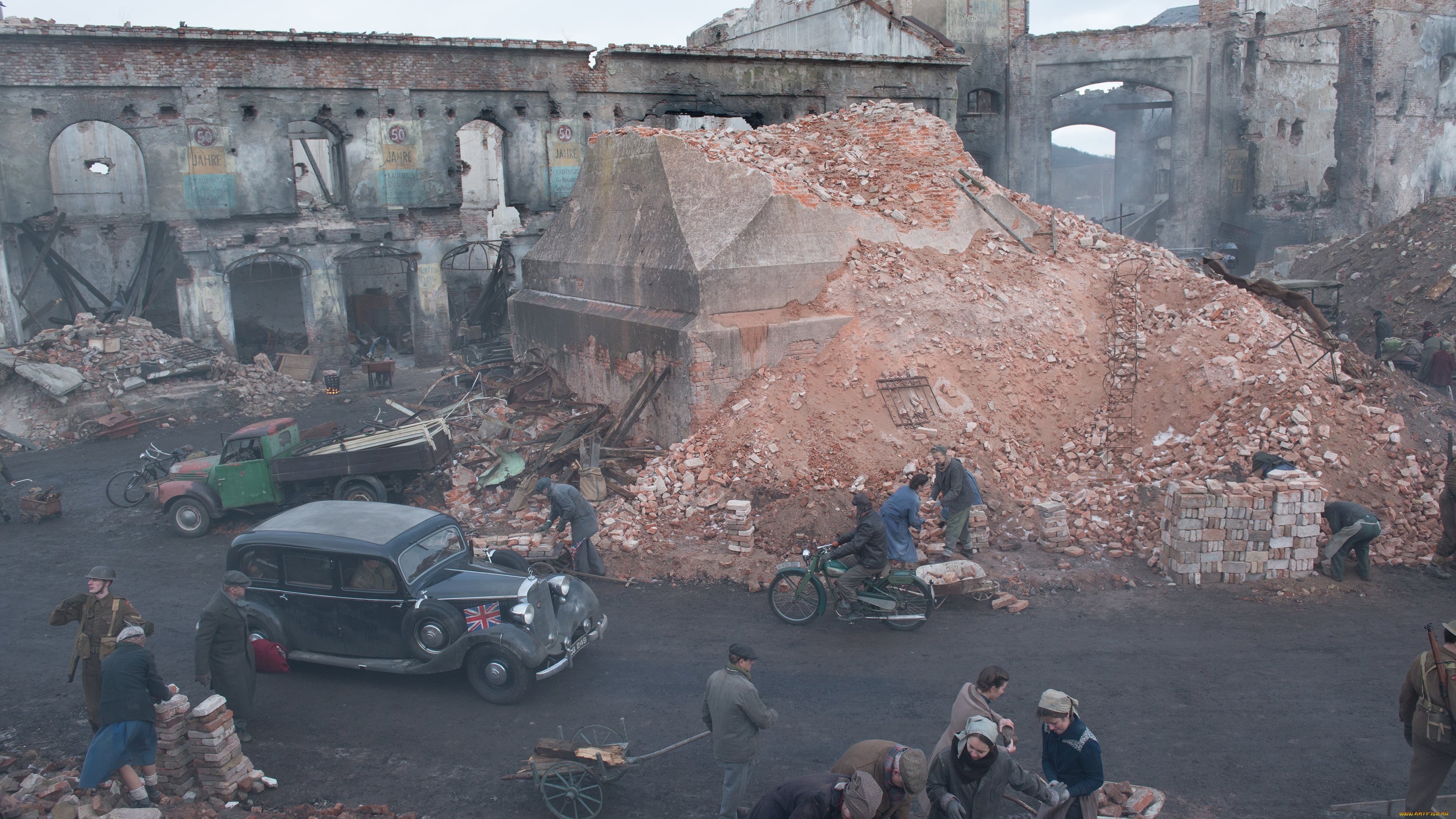 кино, фильмы, the, aftermath, машина, люди, развалины, город