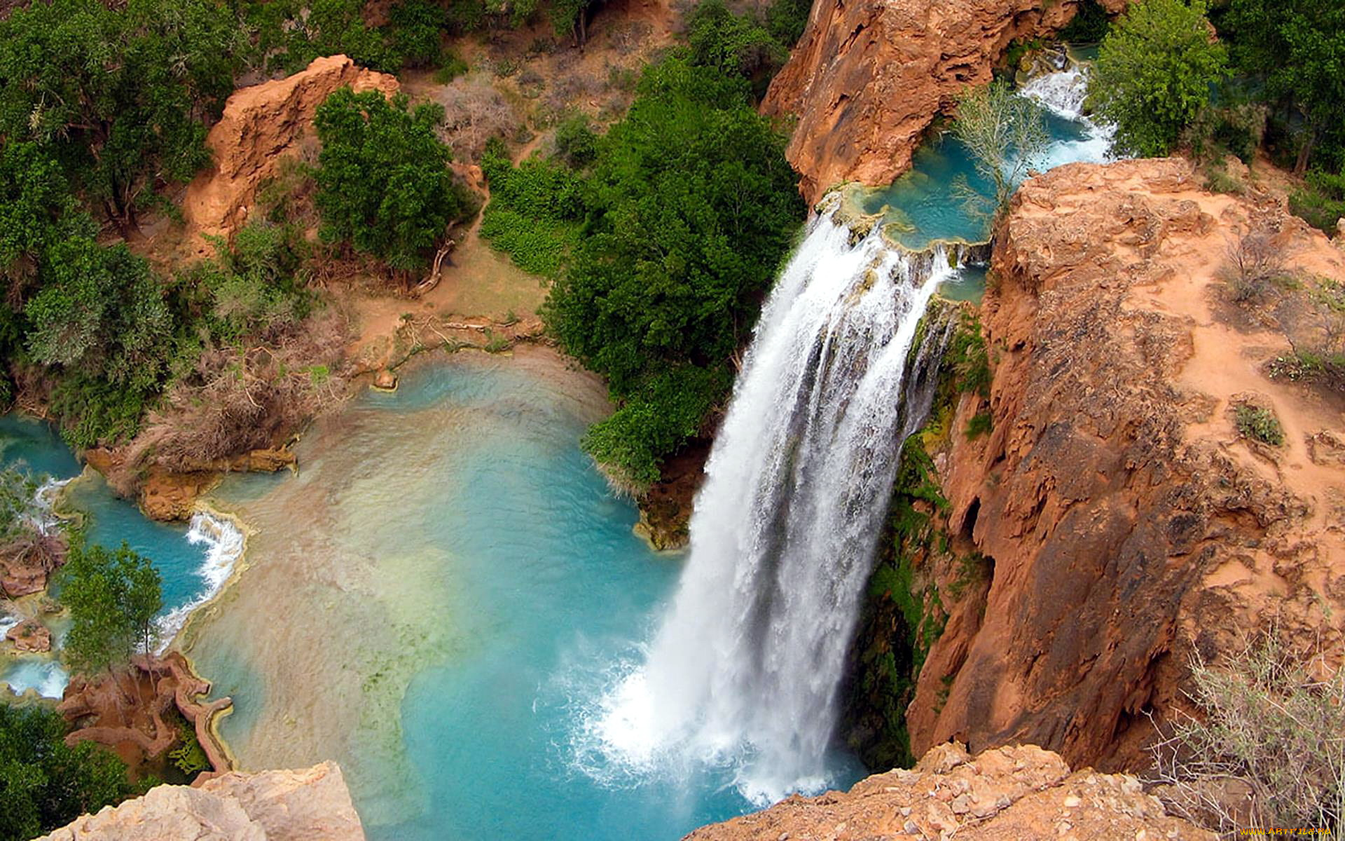 havasu, waterfalls, arizona, usa, природа, водопады, havasu, waterfalls