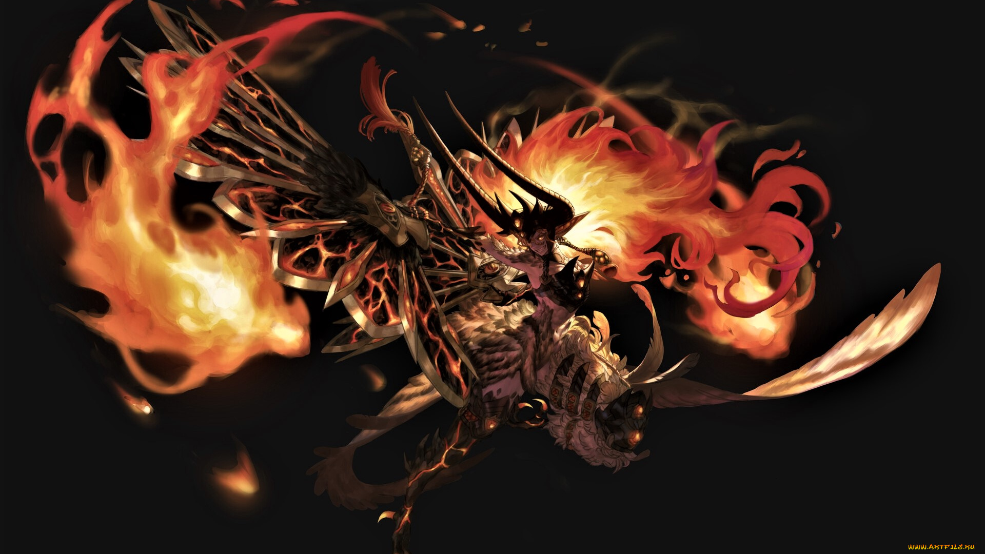 фэнтези, демоны, демонесса, существо, полет