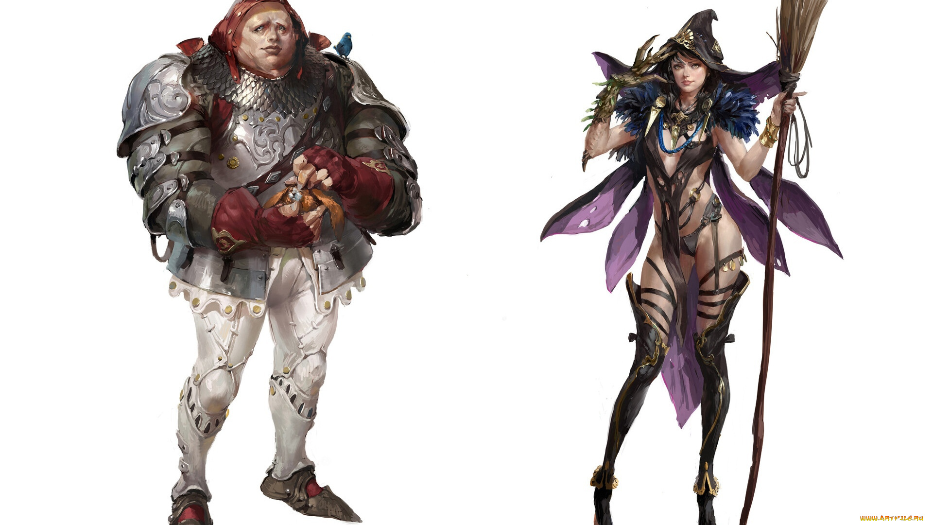 фэнтези, люди, рыцарь, ведьма, метла