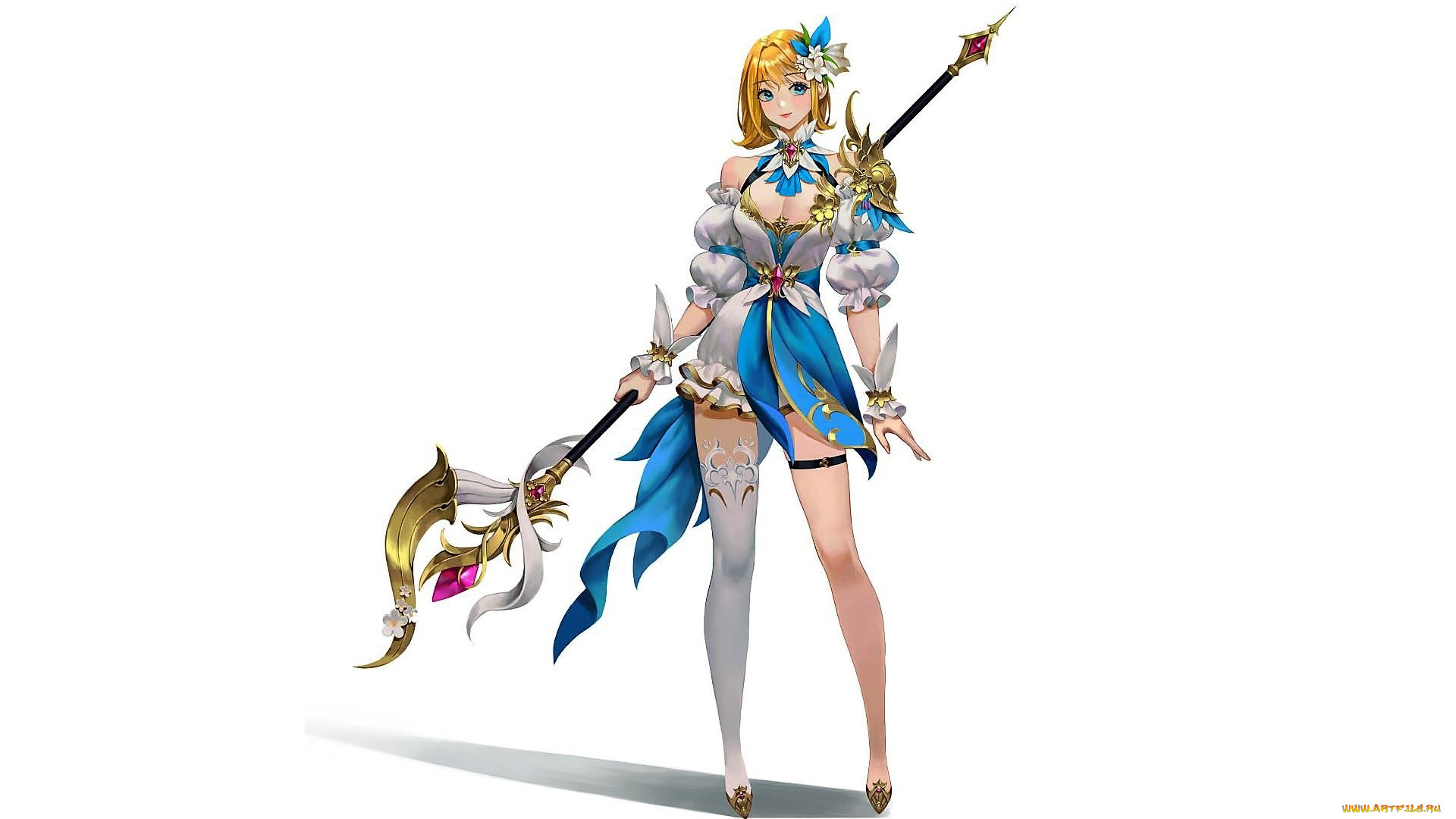 аниме, оружие, , техника, , технологии, девушка, посох