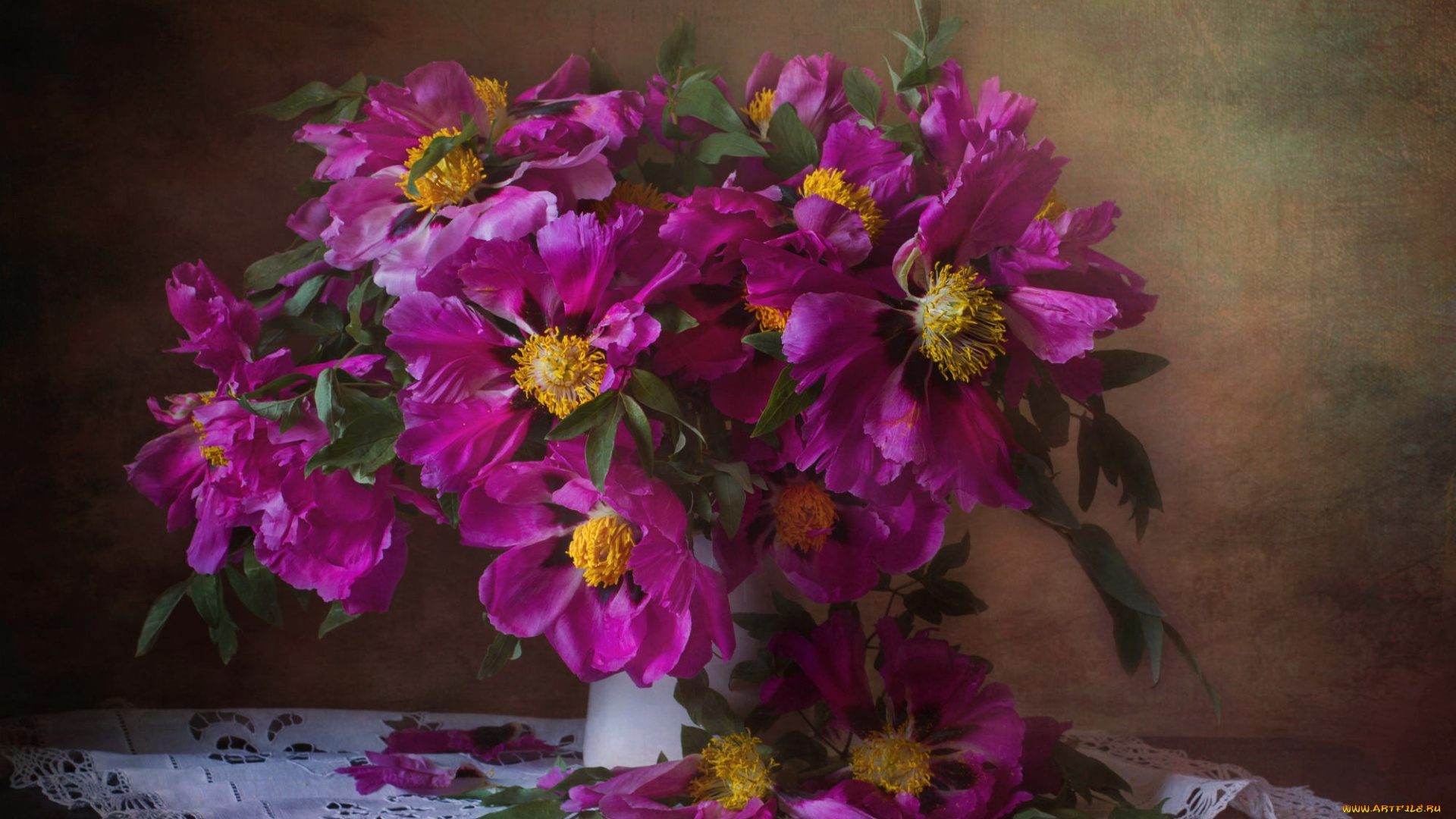 цветы, пионы, древовидные, розовые, букет