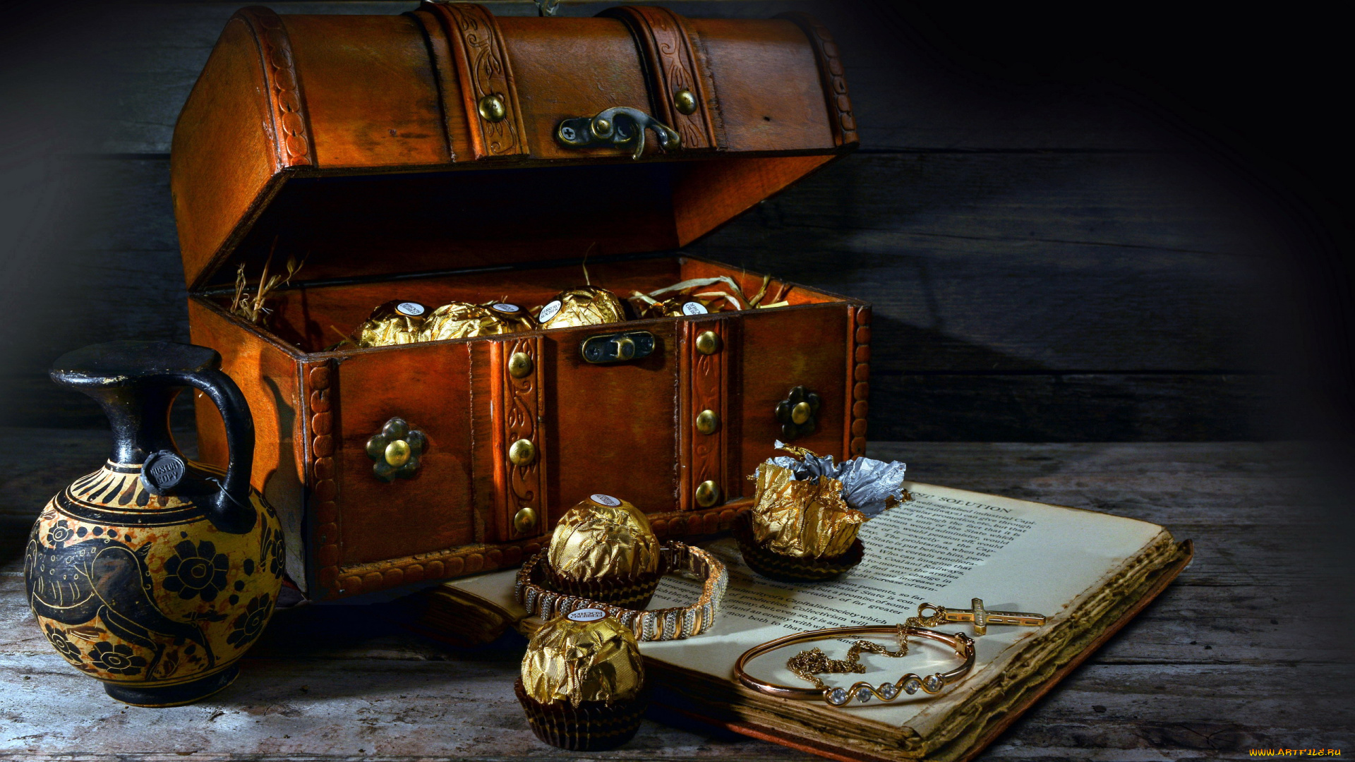 еда, конфеты, , шоколад, , мармелад, , сладости, кувшин, сундук