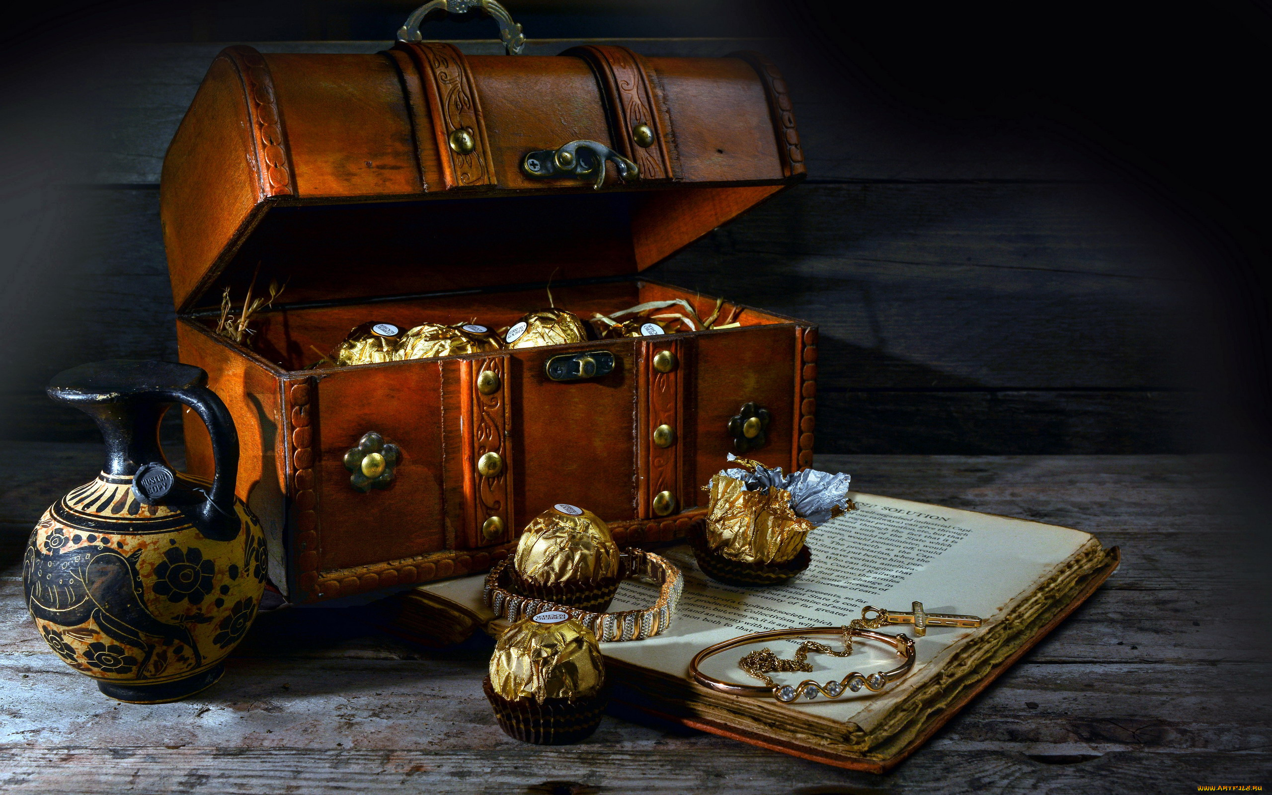 еда, конфеты, , шоколад, , мармелад, , сладости, кувшин, сундук
