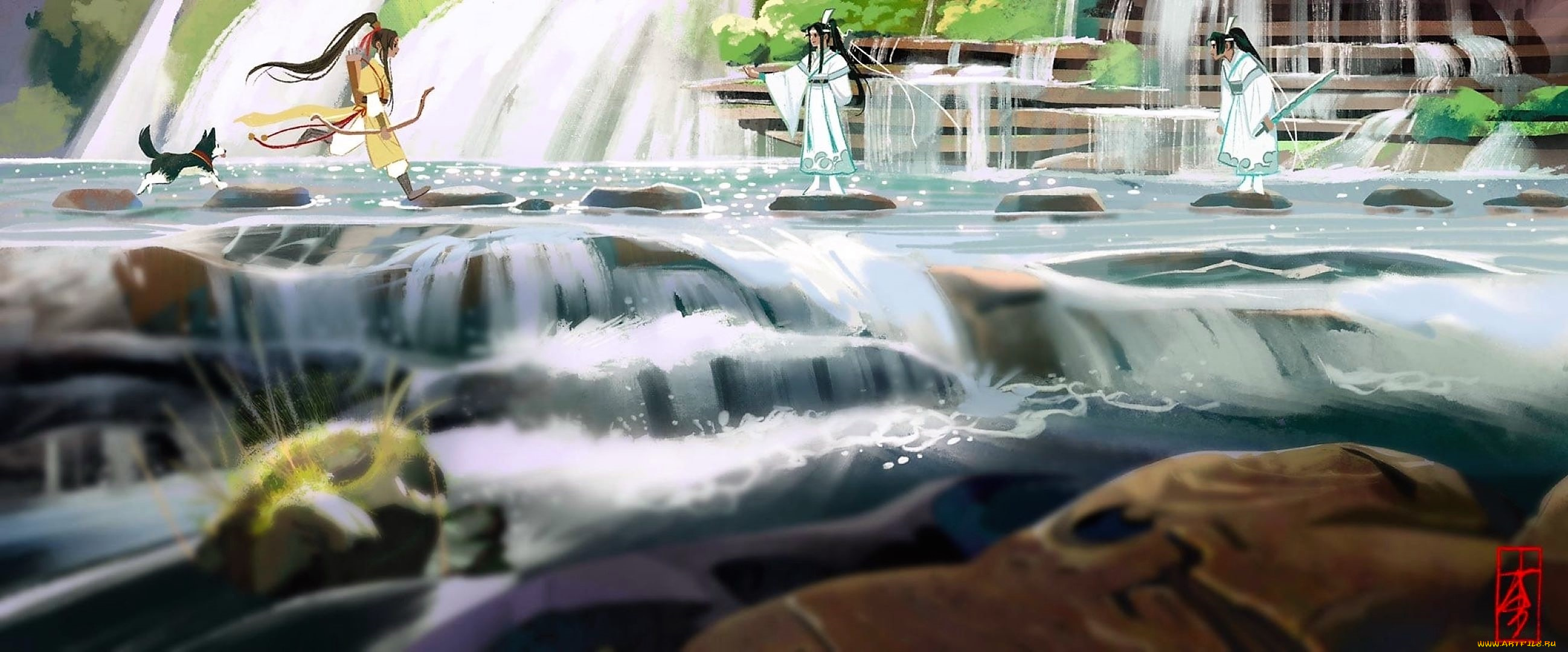 аниме, mo, dao, zu, shi, цзинь, лин, собака, лань, циньи, сычжуй, река