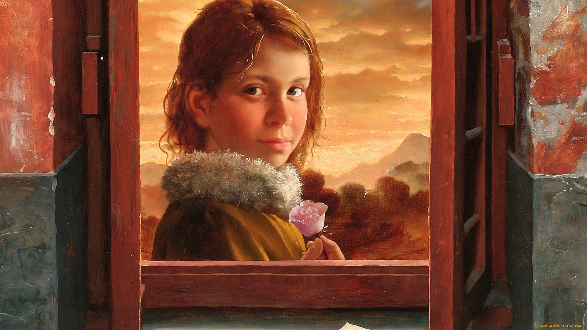 arsen, kurbanov, girl, with, rose, рисованные