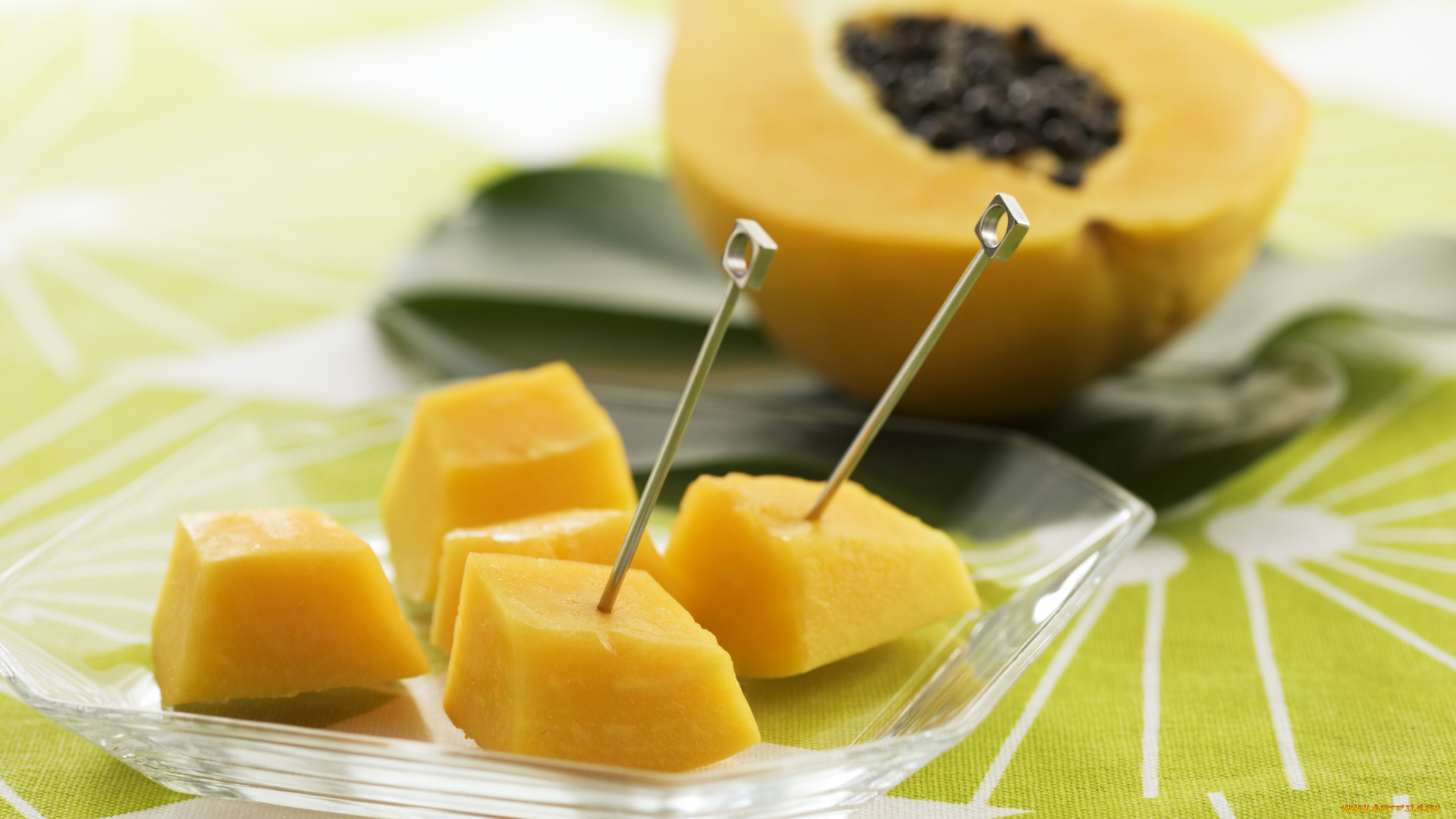 еда, папайя, тропические, фрукты, шпажки