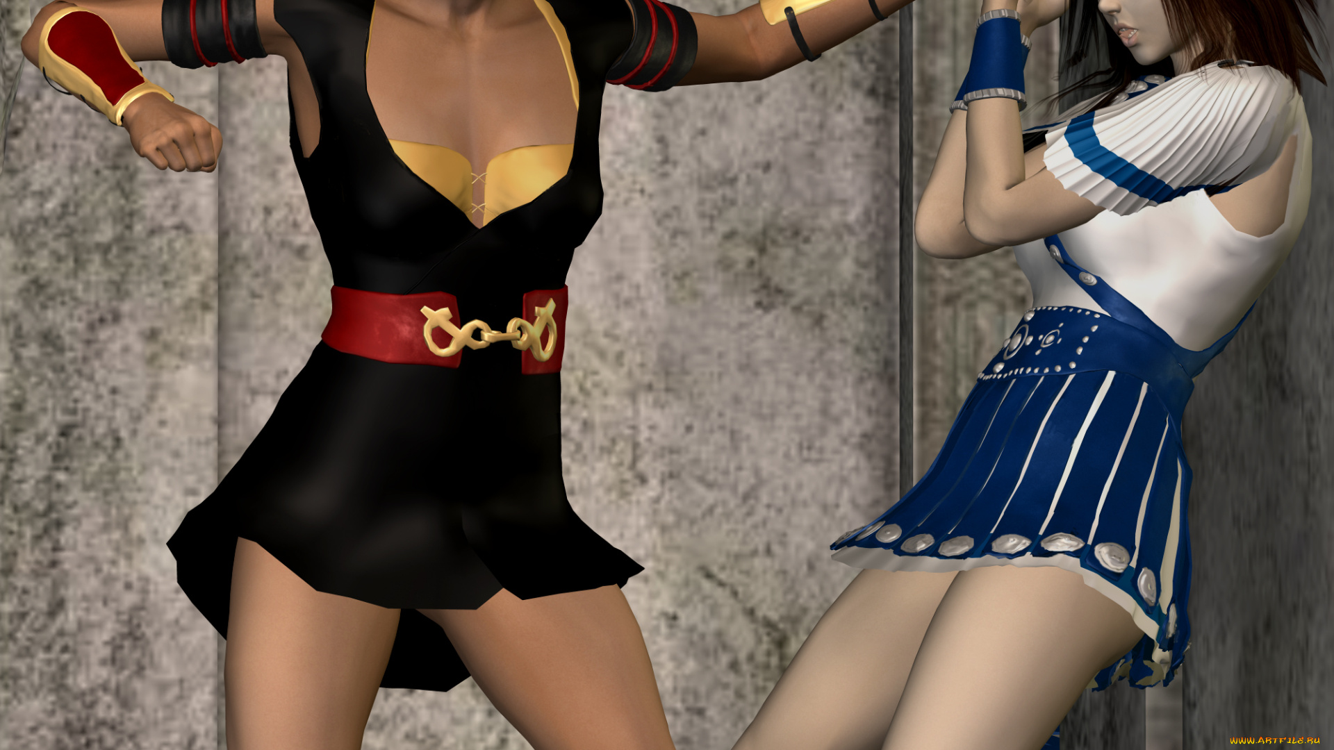 3д, графика, fantasy, фантазия, драка, soleil, девушки