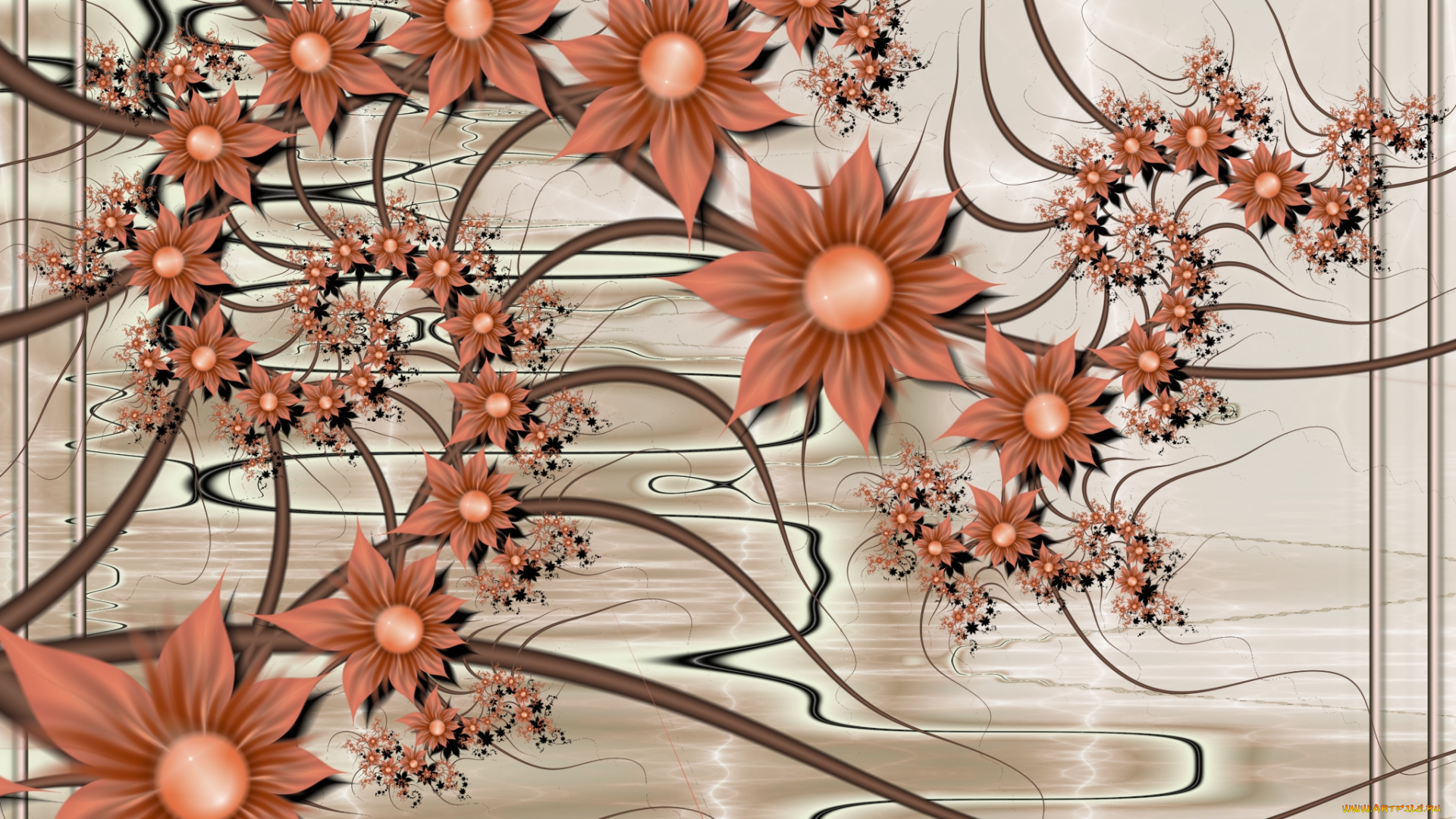 3д, графика, flowers, цветы, фон, цвета, узор