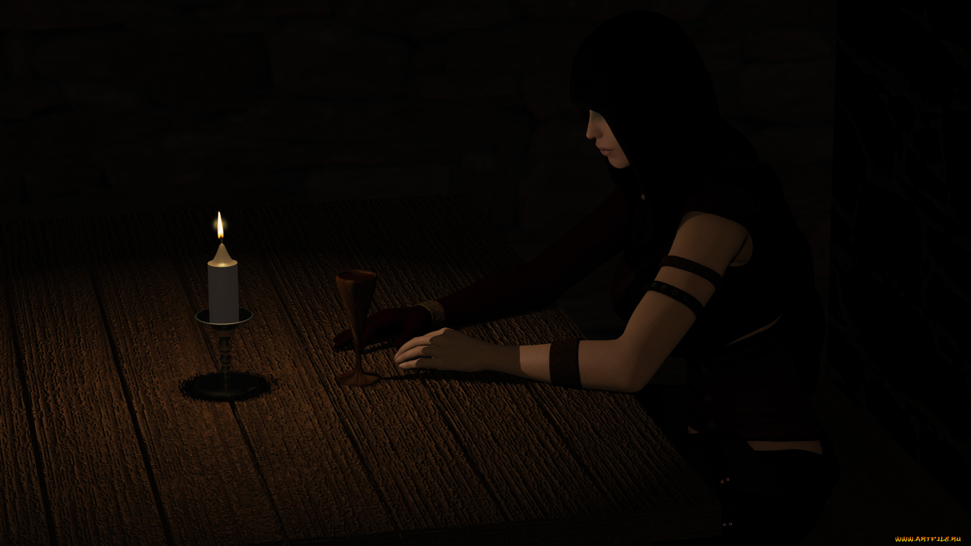 3д, графика, people, люди, свеча, днвушка