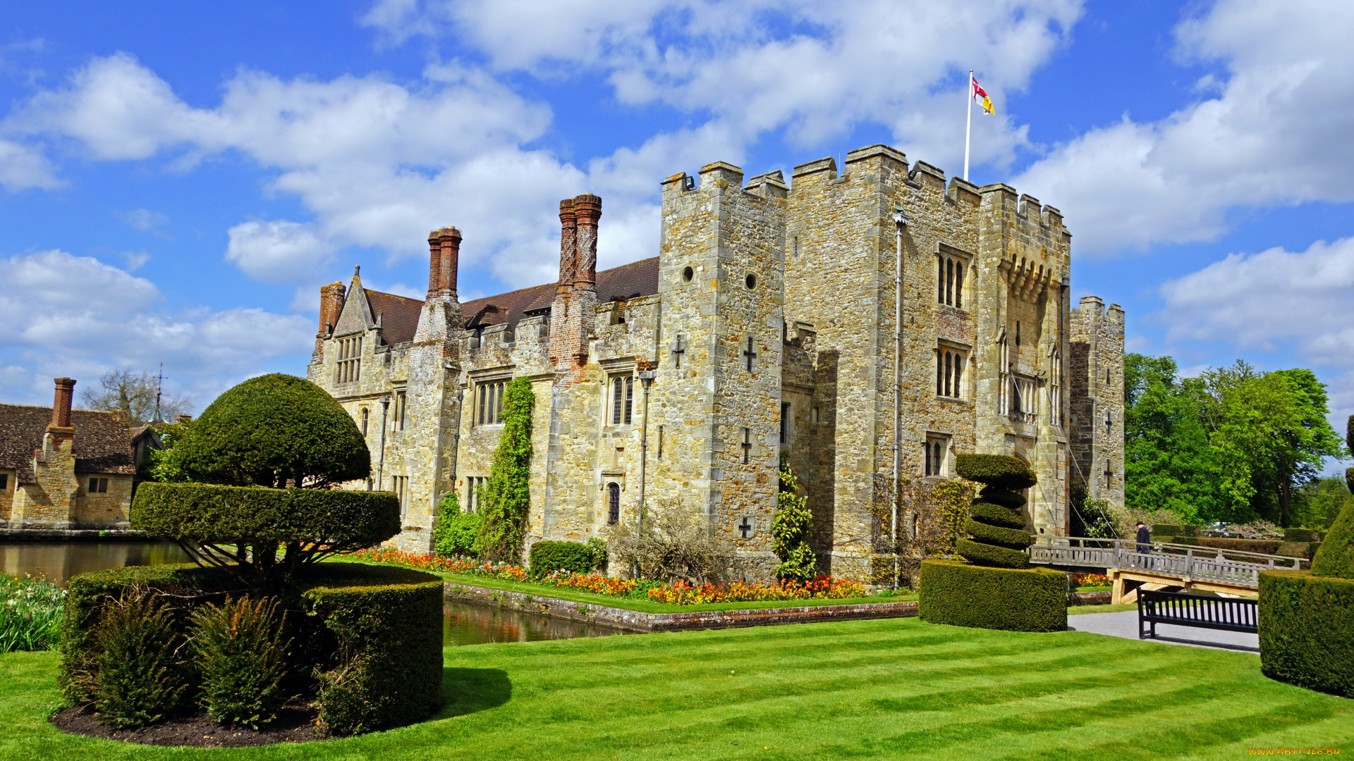 англия, hever, castle, города, дворцы, замки, крепости, замок, парк, лужайка