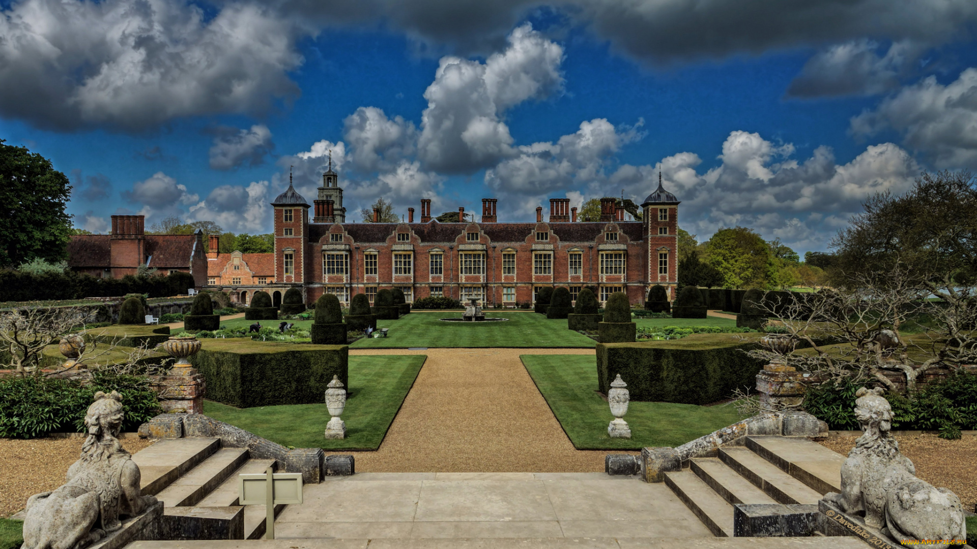blickling, hall, norfolk, england, города, дворцы, замки, крепости, парк, сфинксы, статуи, бликлинг-холл, норфолк, англия